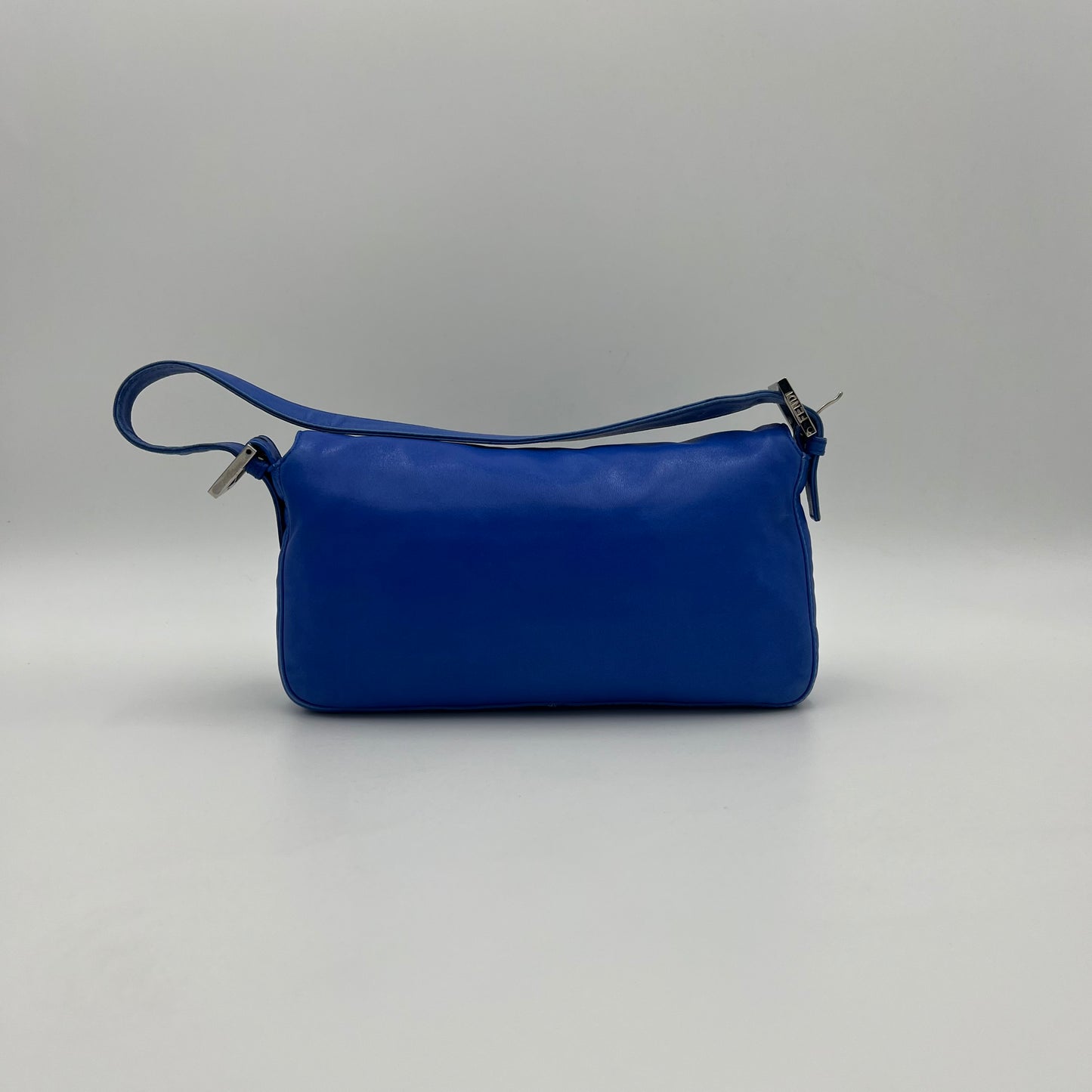 Fendi Royal Blue Nappa Leather and FF Marble Baguette