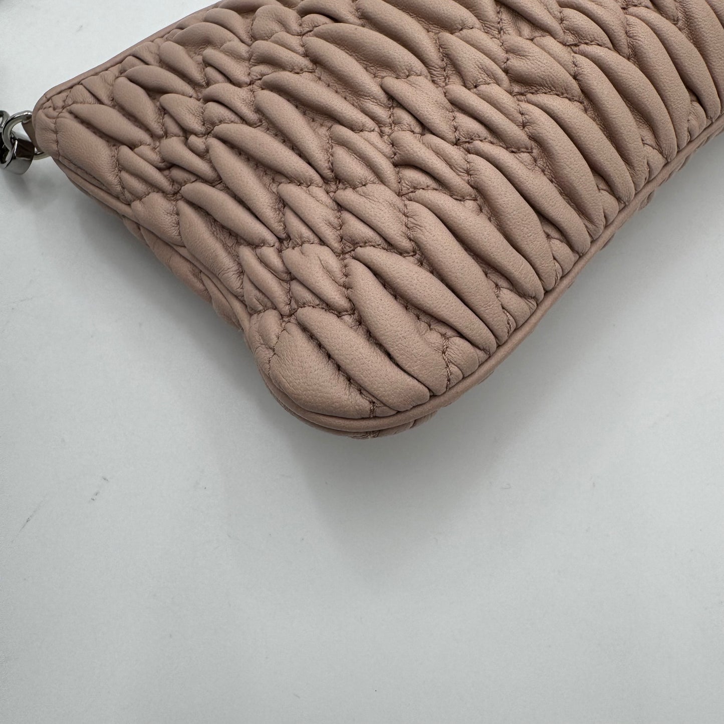 Miu Miu Nude Pink Matelasse Leather Crystal Crossbody