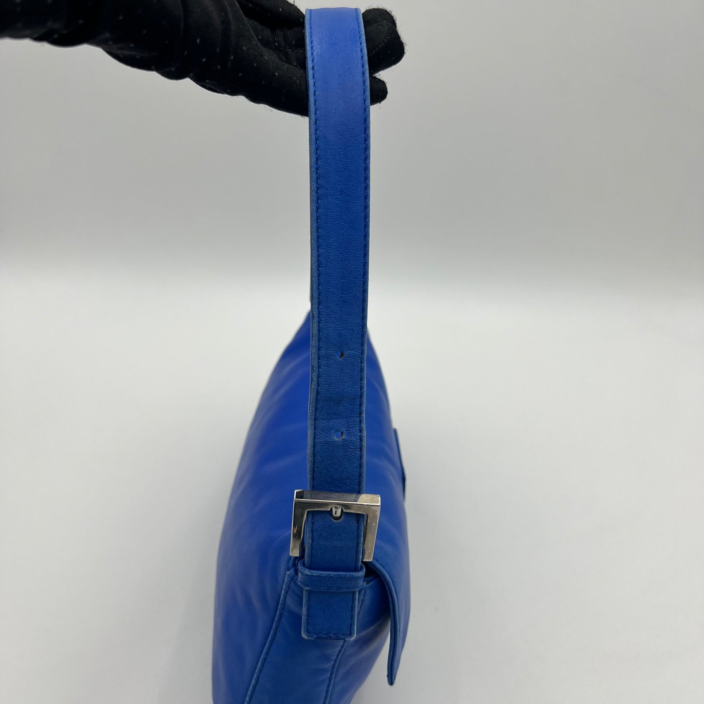 Fendi Royal Blue Nappa Leather and FF Marble Baguette