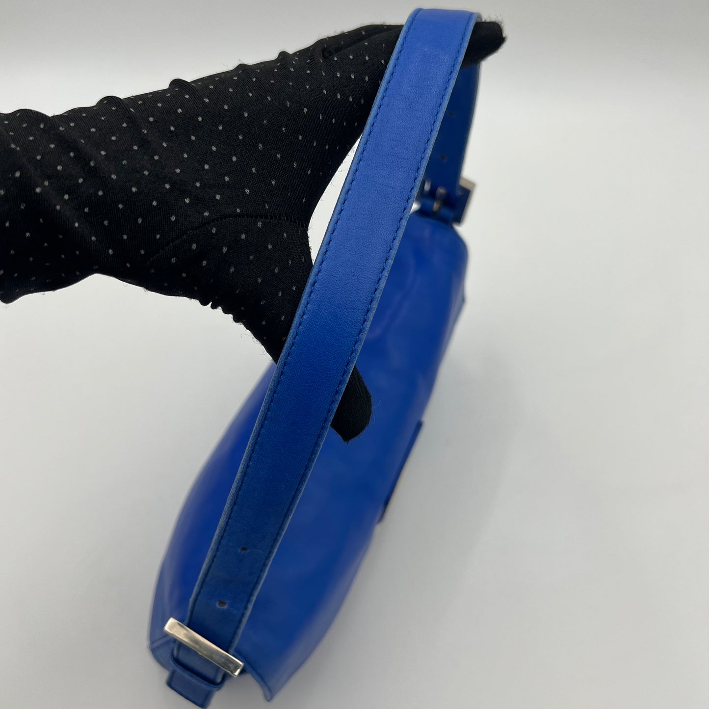 Fendi Royal Blue Nappa Leather and FF Marble Baguette