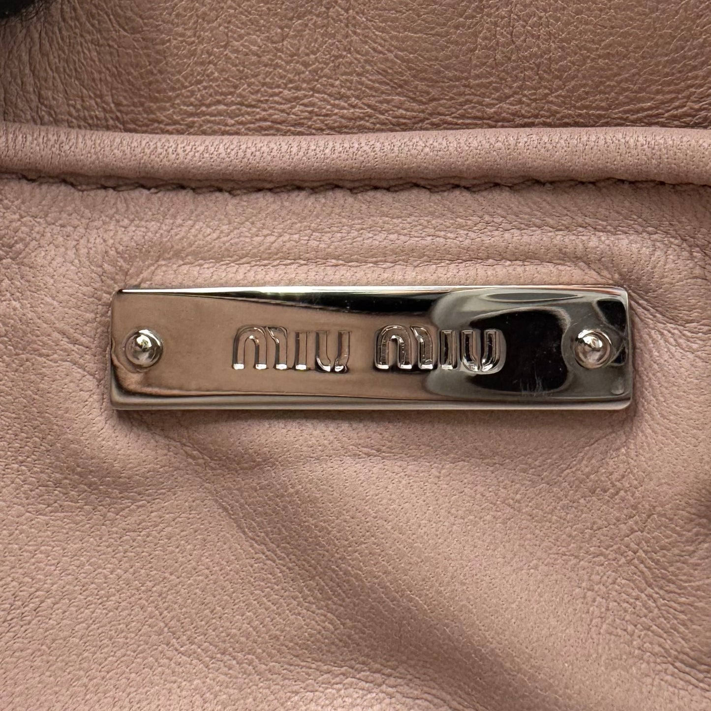 Miu Miu Nude Pink Matelasse Leather Crystal Crossbody