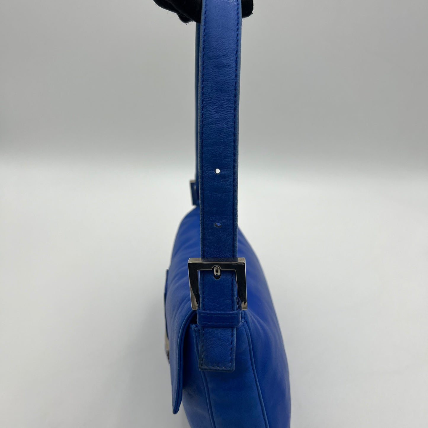 Fendi Royal Blue Nappa Leather and FF Marble Baguette