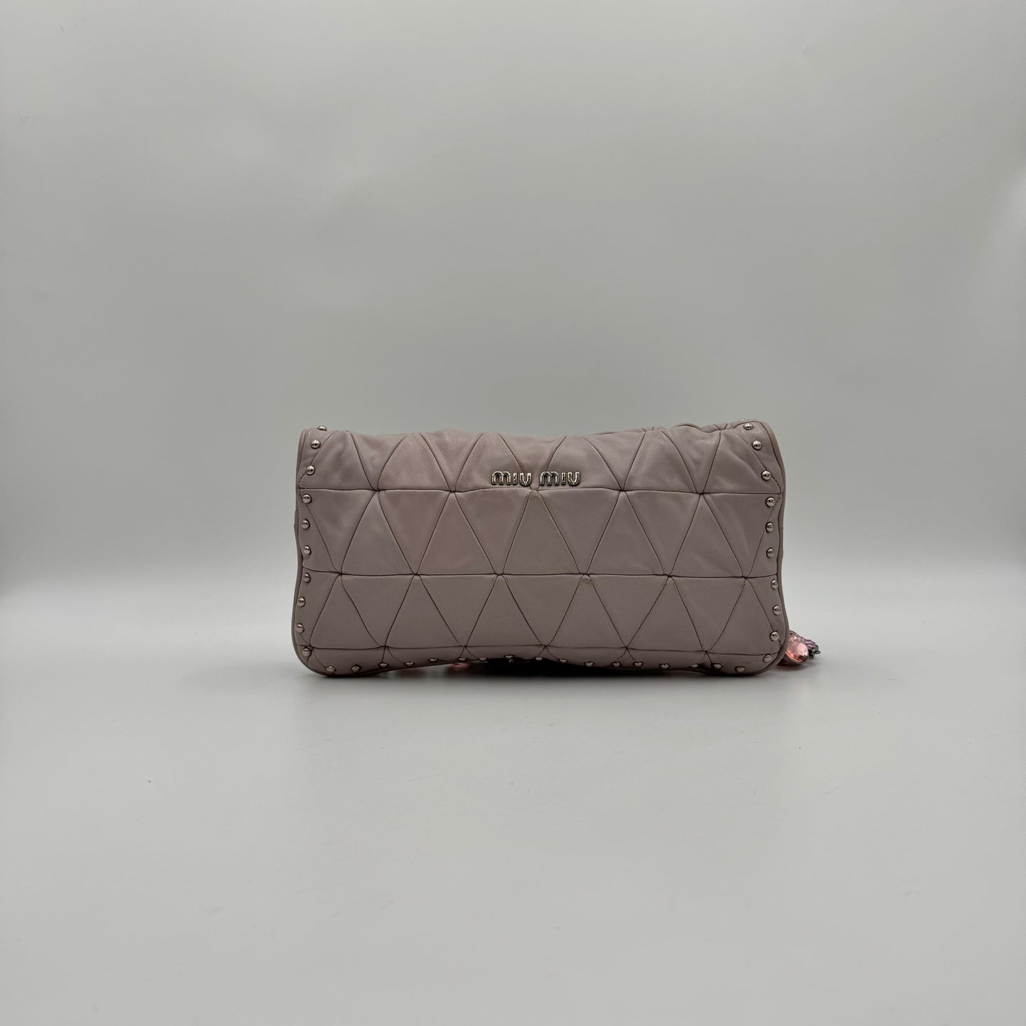 Miu Miu Lilac Pink Nappa Matelasse Crystal Shoulder Bag