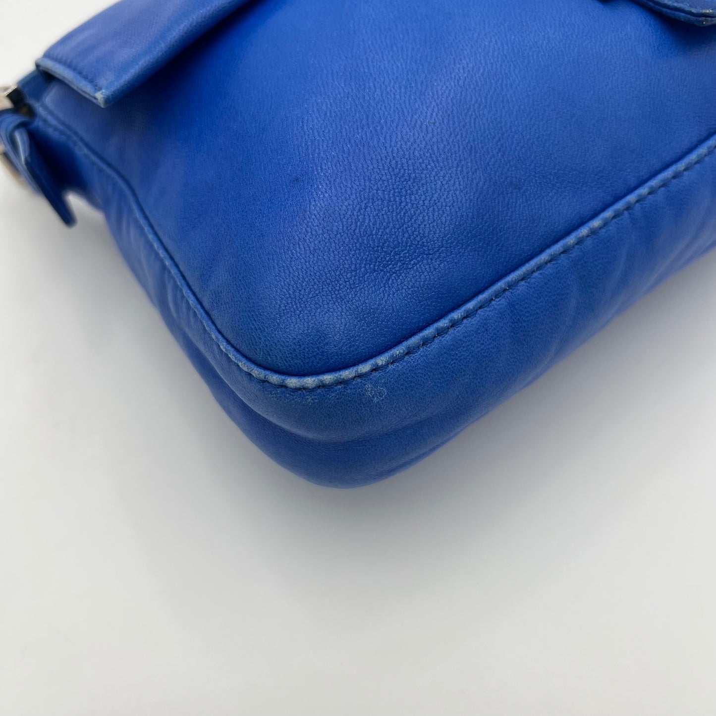 Fendi Royal Blue Nappa Leather and FF Marble Baguette