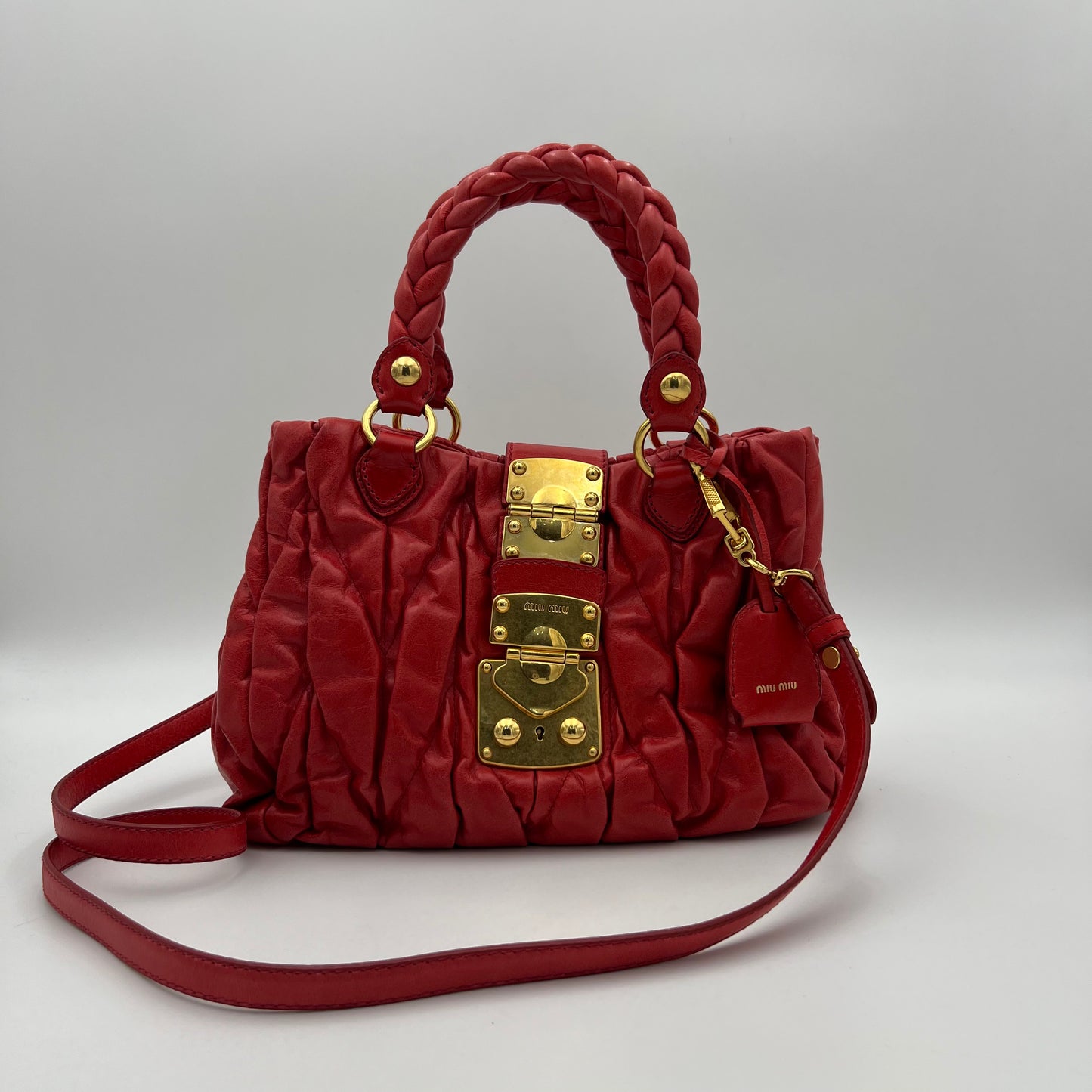 Miu Miu Red Vitello Lux Small Handbag