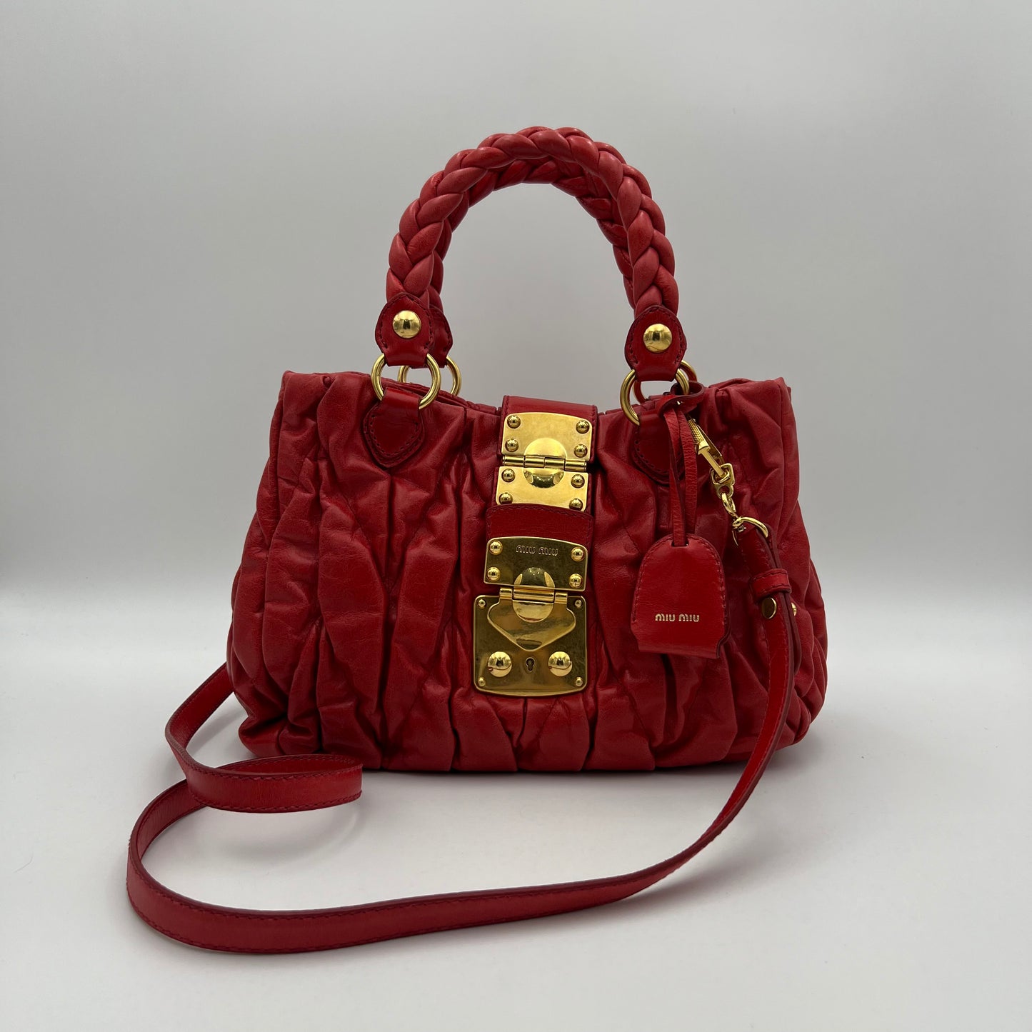 Miu Miu Red Vitello Lux Small Handbag