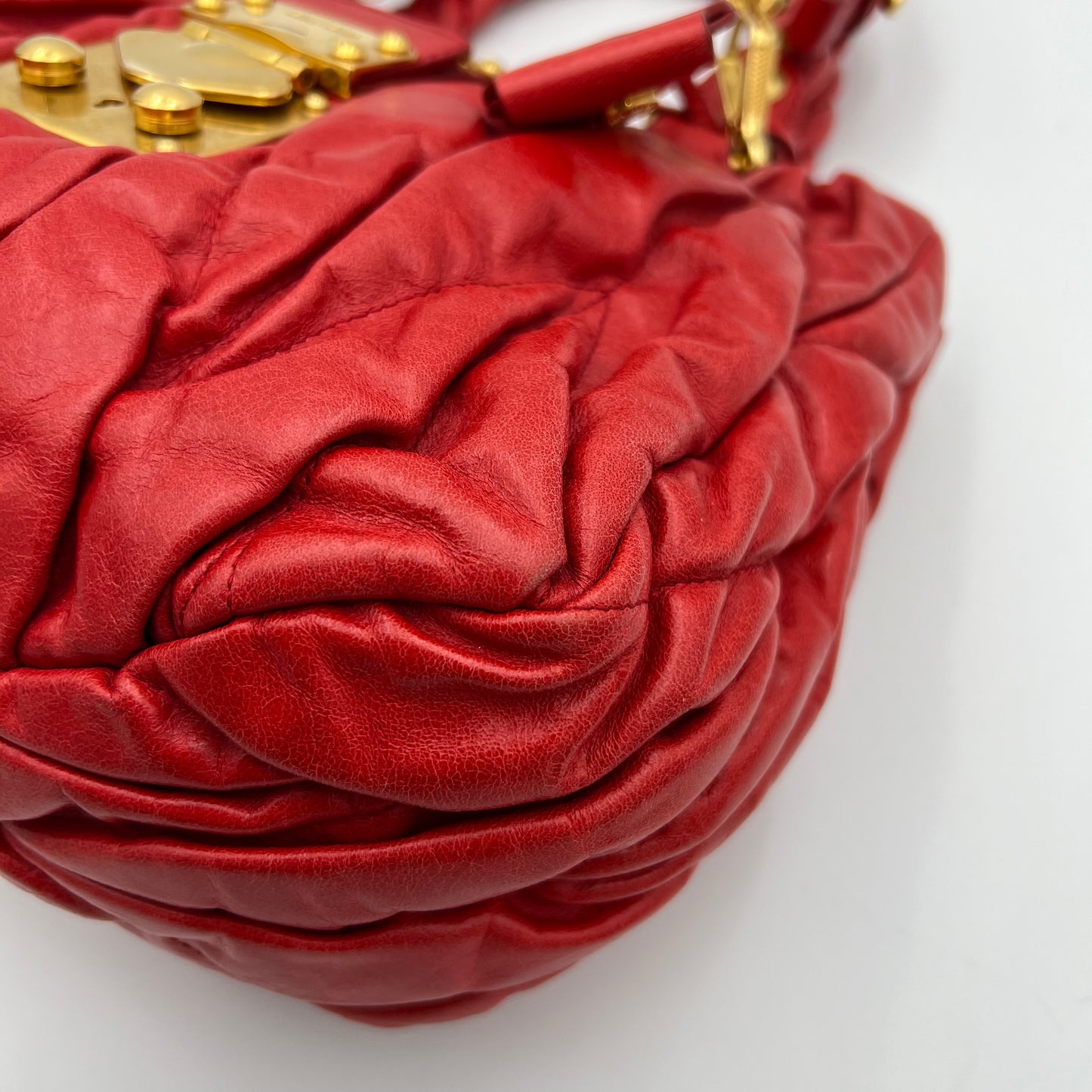 Miu Miu Red Vitello Lux Small Handbag