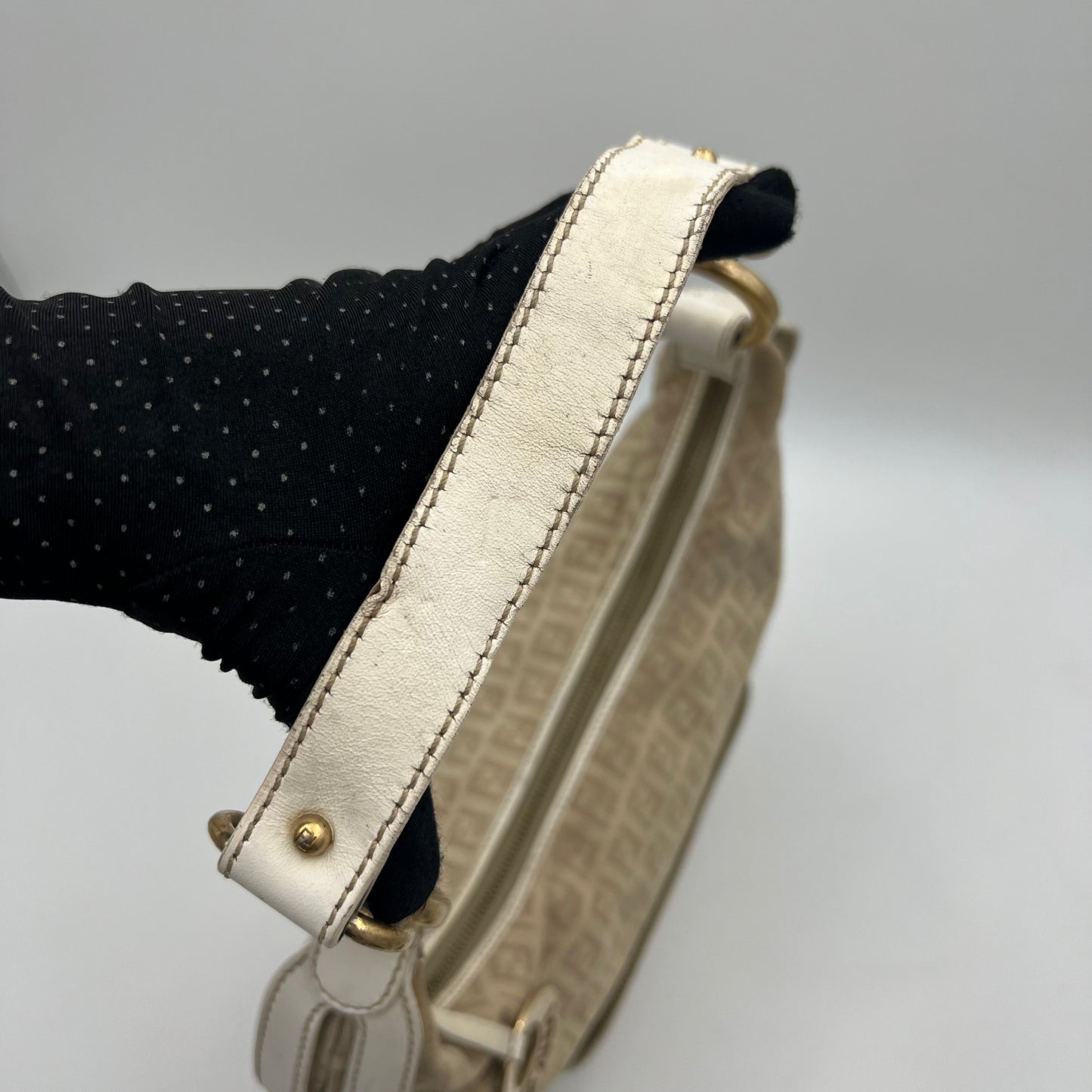 Fendi Beige Zucchino White Leather Chef Hobo Bag