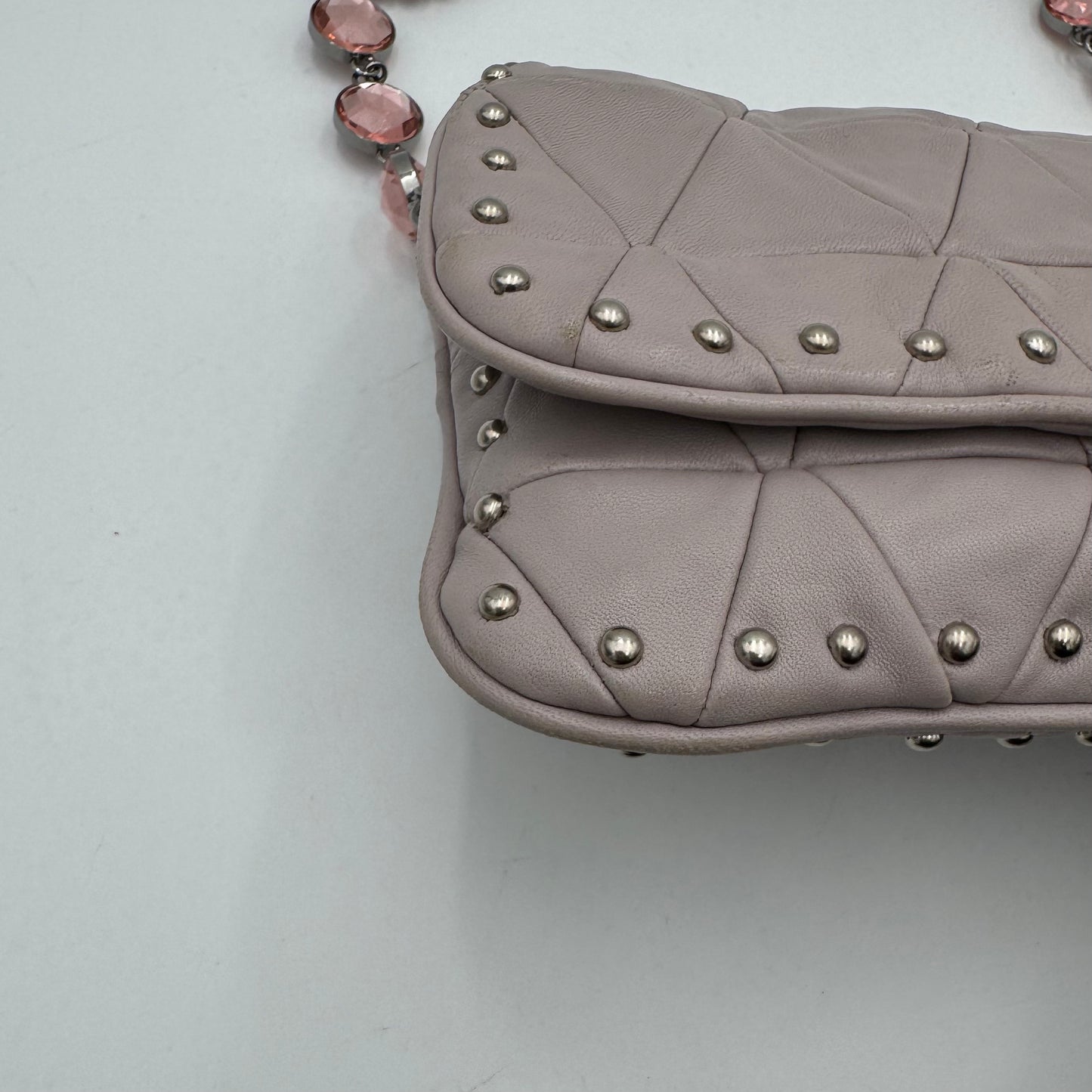 Miu Miu Lilac Pink Nappa Matelasse Crystal Shoulder Bag