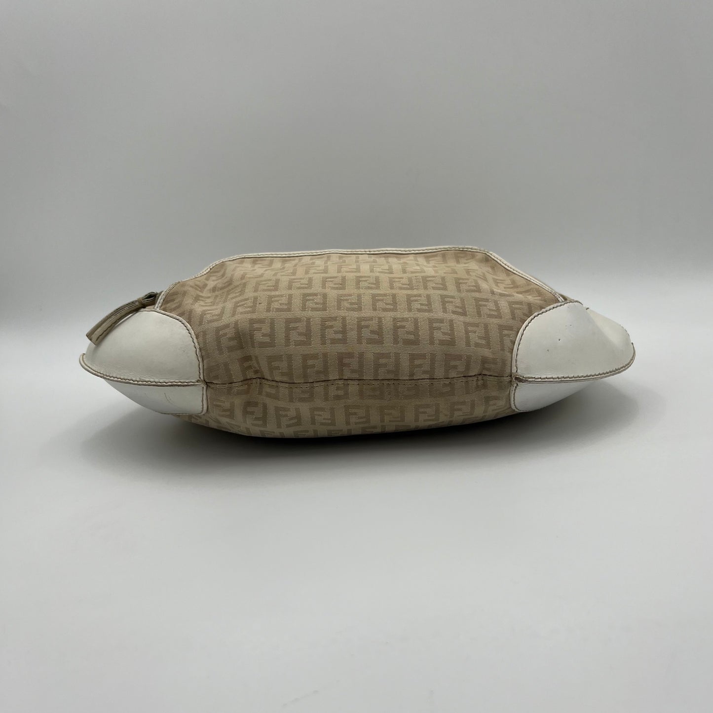 Fendi Beige Zucchino White Leather Chef Hobo Bag