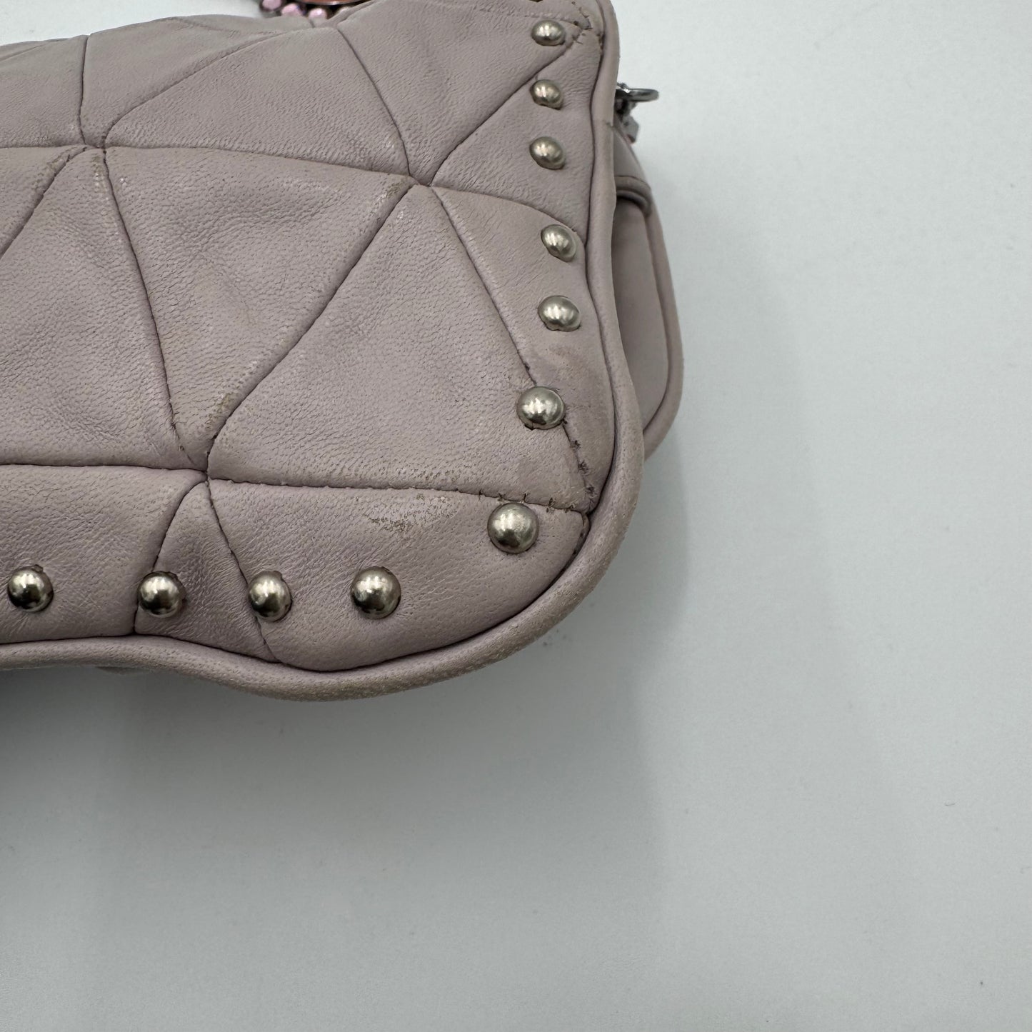 Miu Miu Lilac Pink Nappa Matelasse Crystal Shoulder Bag