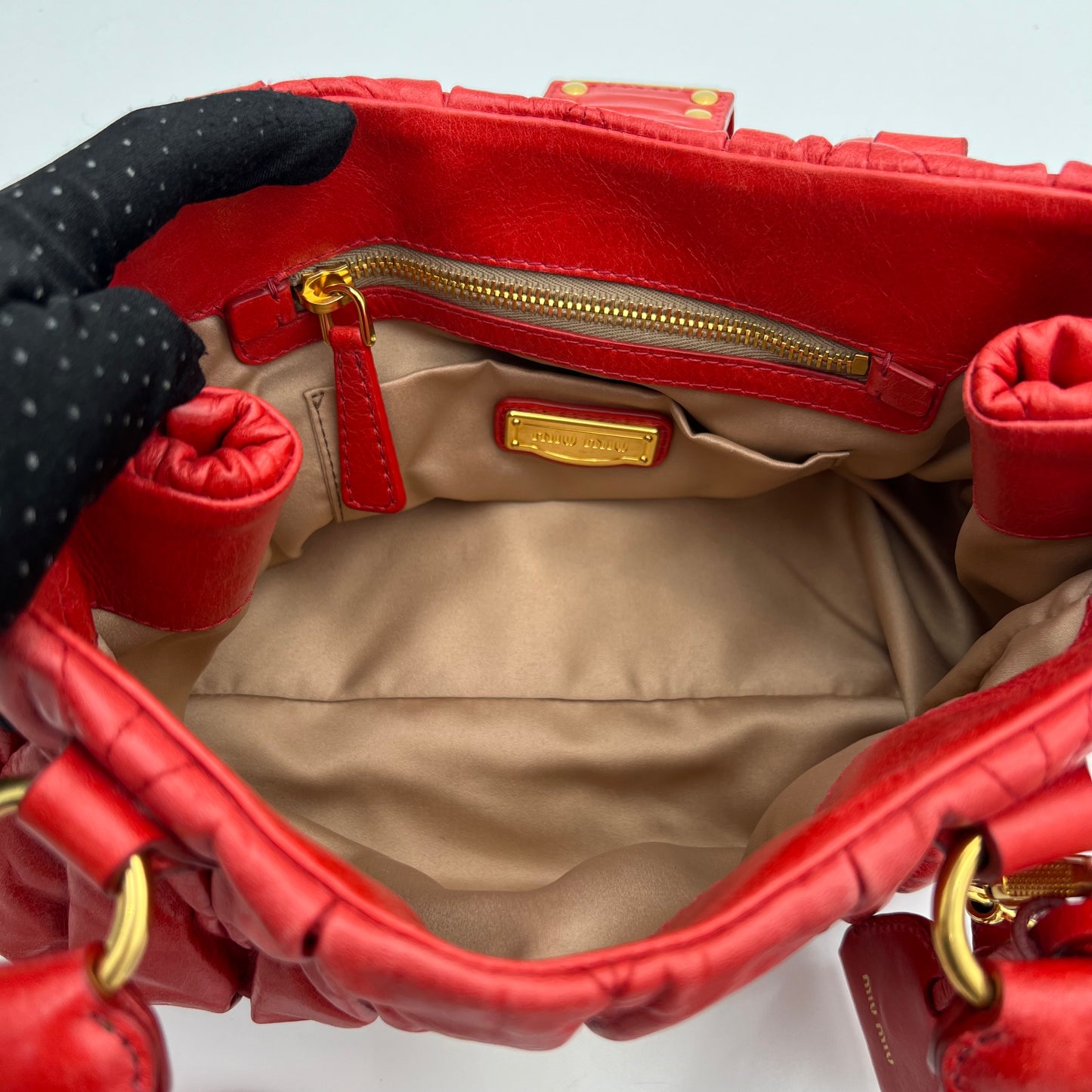 Miu Miu Red Vitello Lux Small Handbag