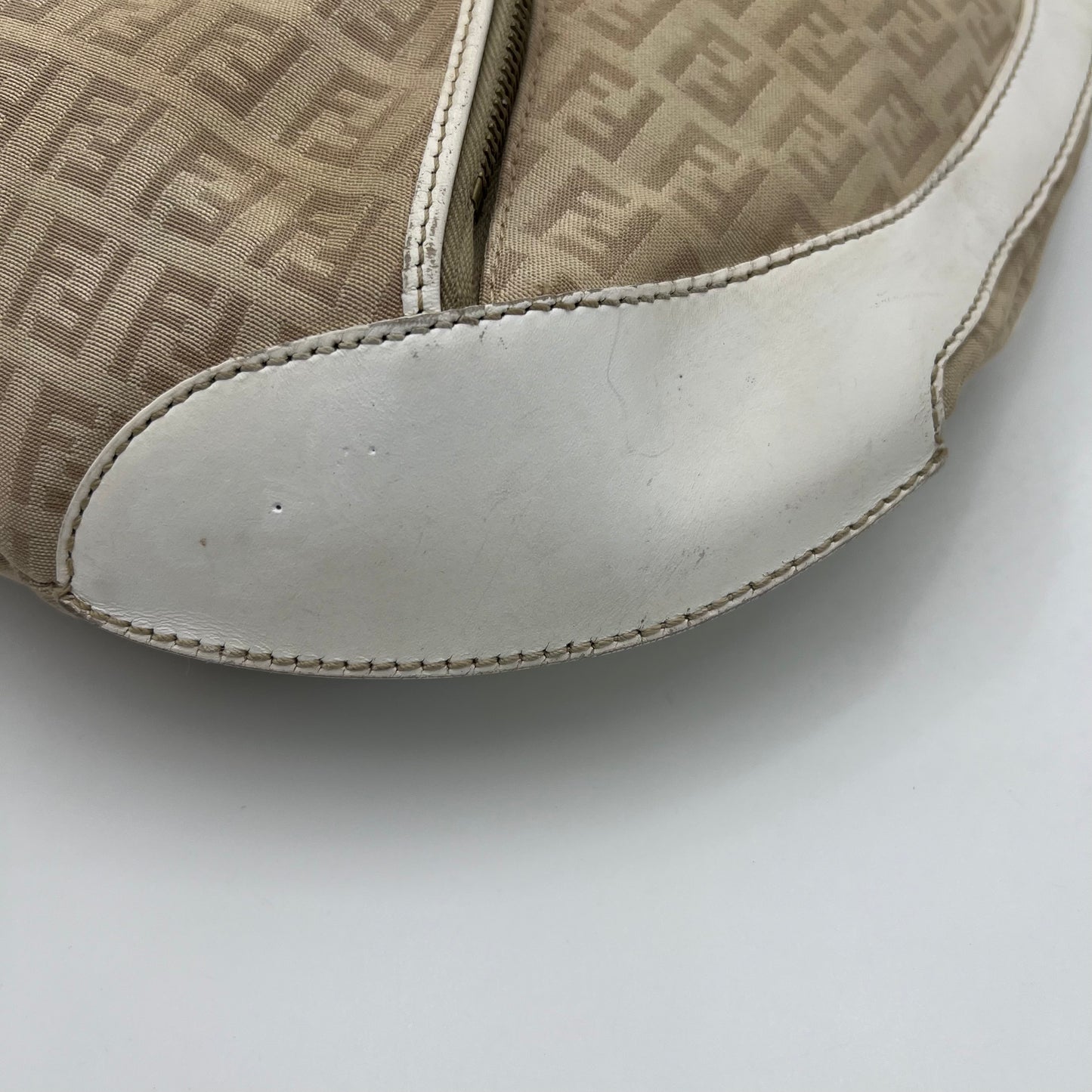 Fendi Beige Zucchino White Leather Chef Hobo Bag