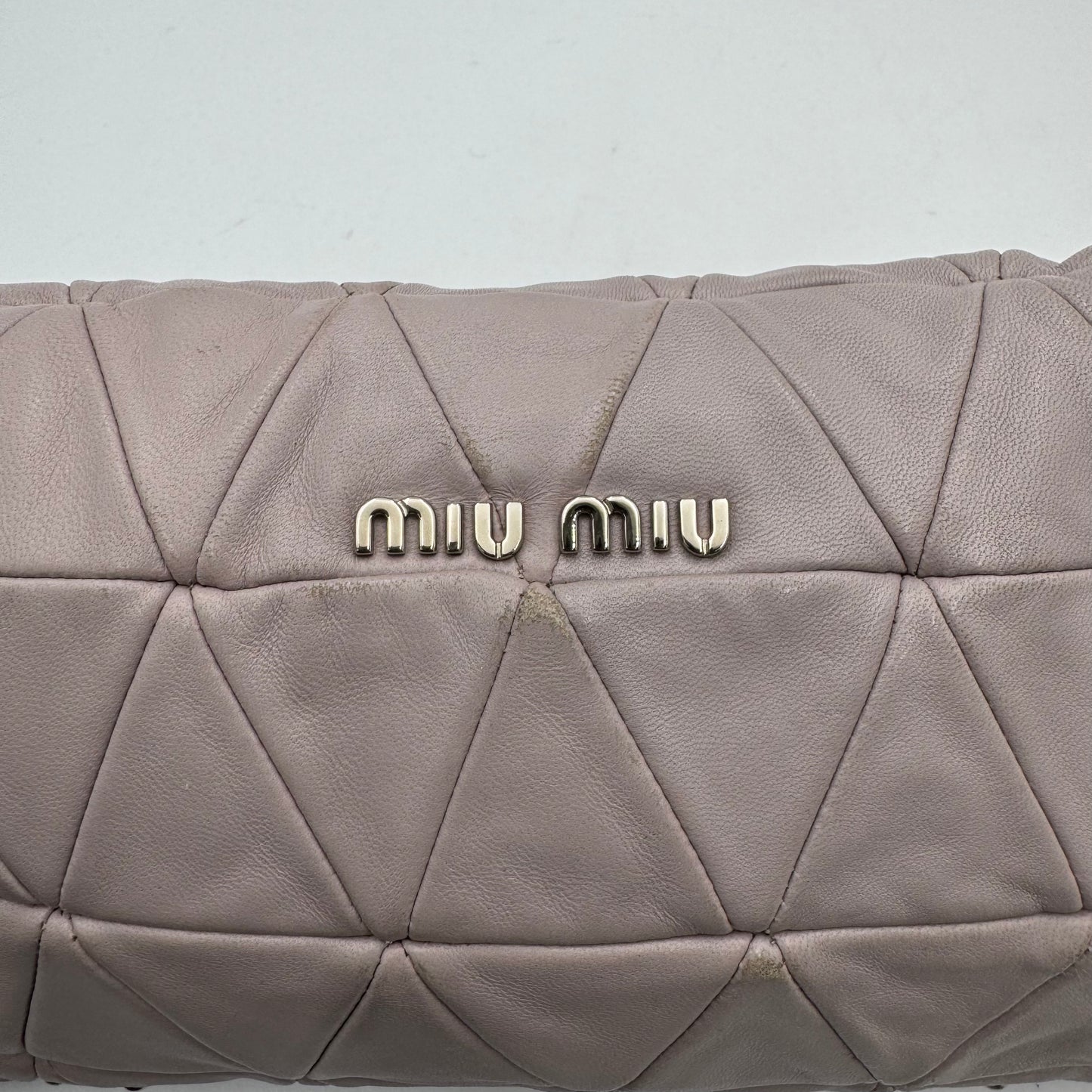 Miu Miu Lilac Pink Nappa Matelasse Crystal Shoulder Bag