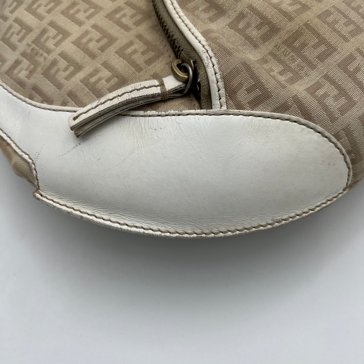 Fendi Beige Zucchino White Leather Chef Hobo Bag