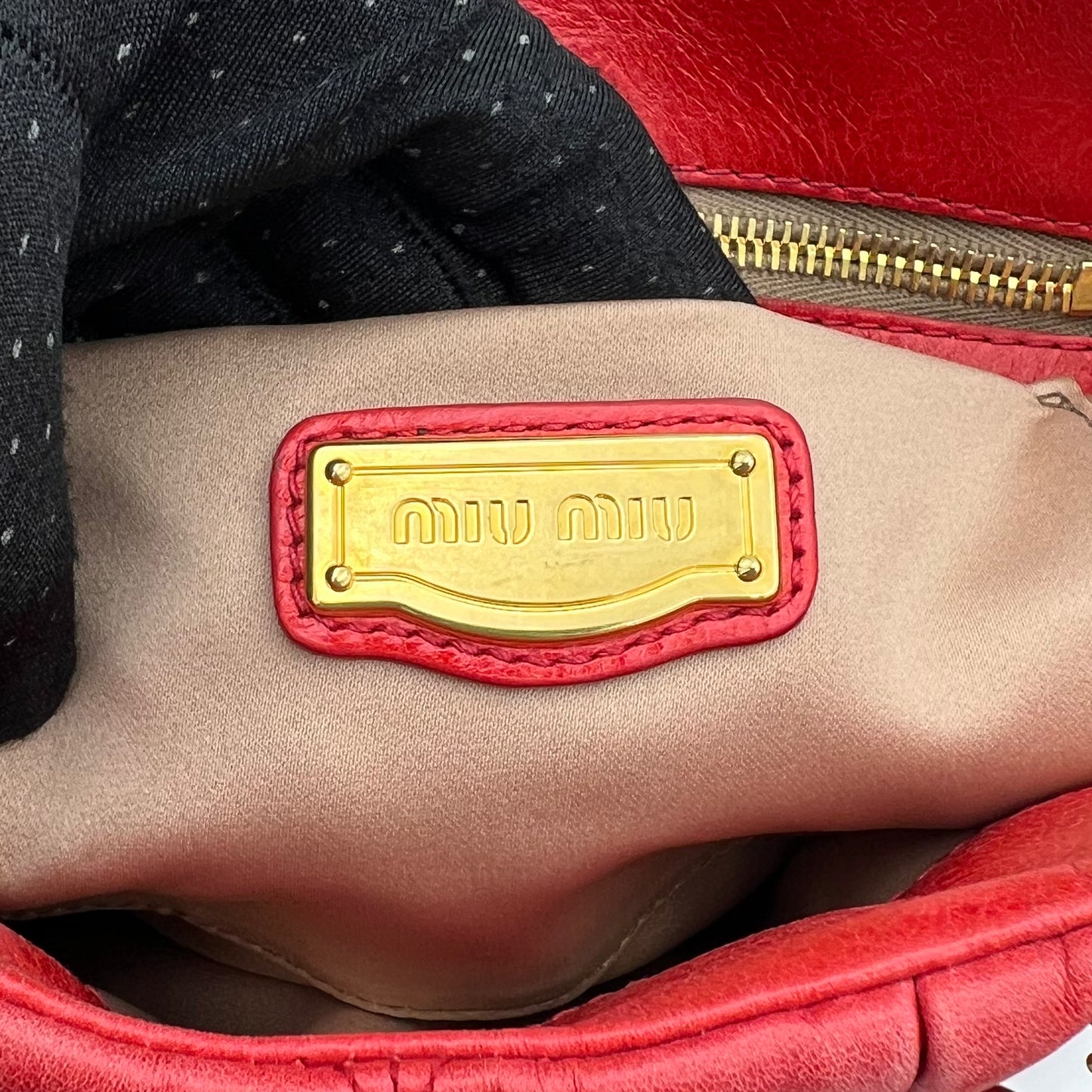 Miu Miu Red Vitello Lux Small Handbag