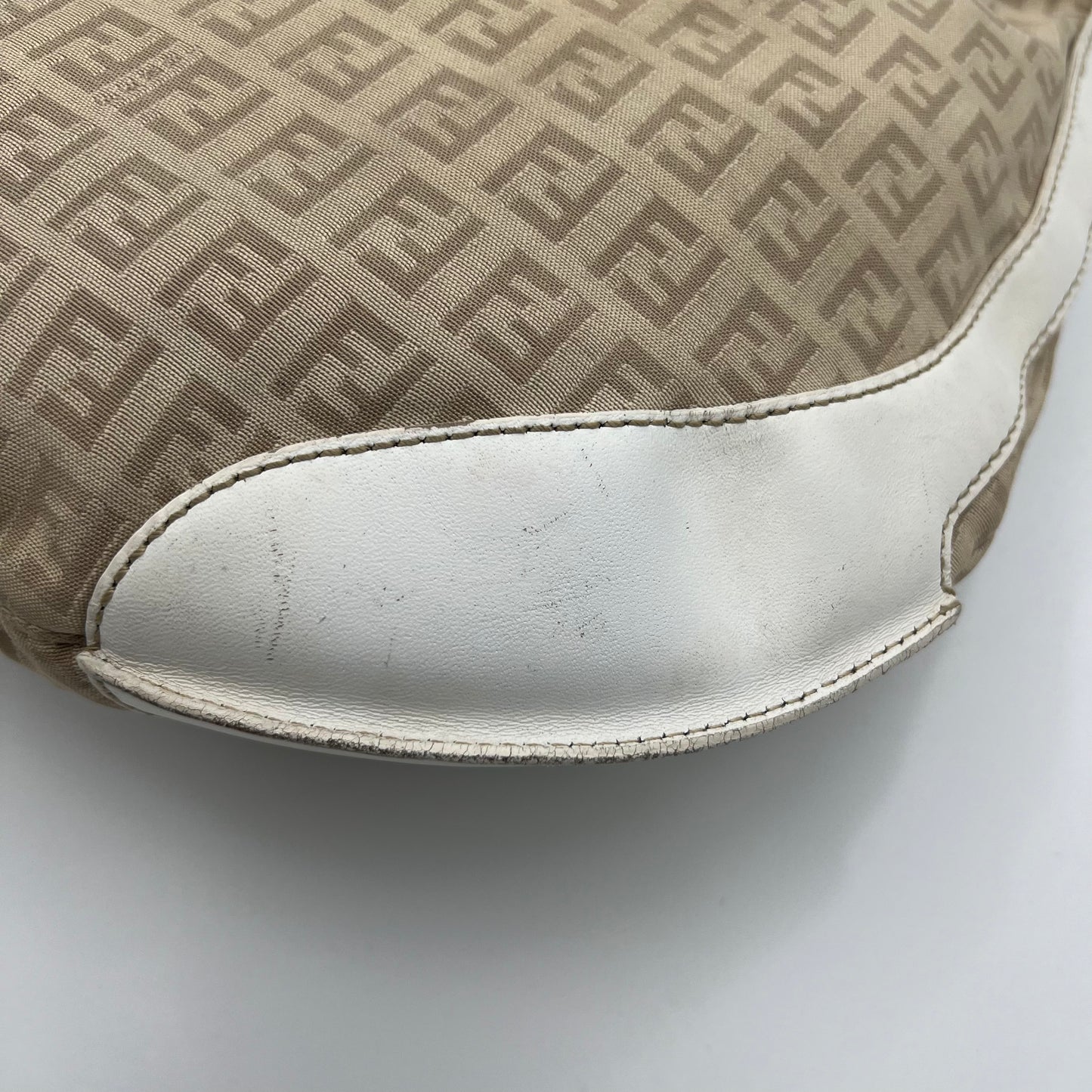 Fendi Beige Zucchino White Leather Chef Hobo Bag