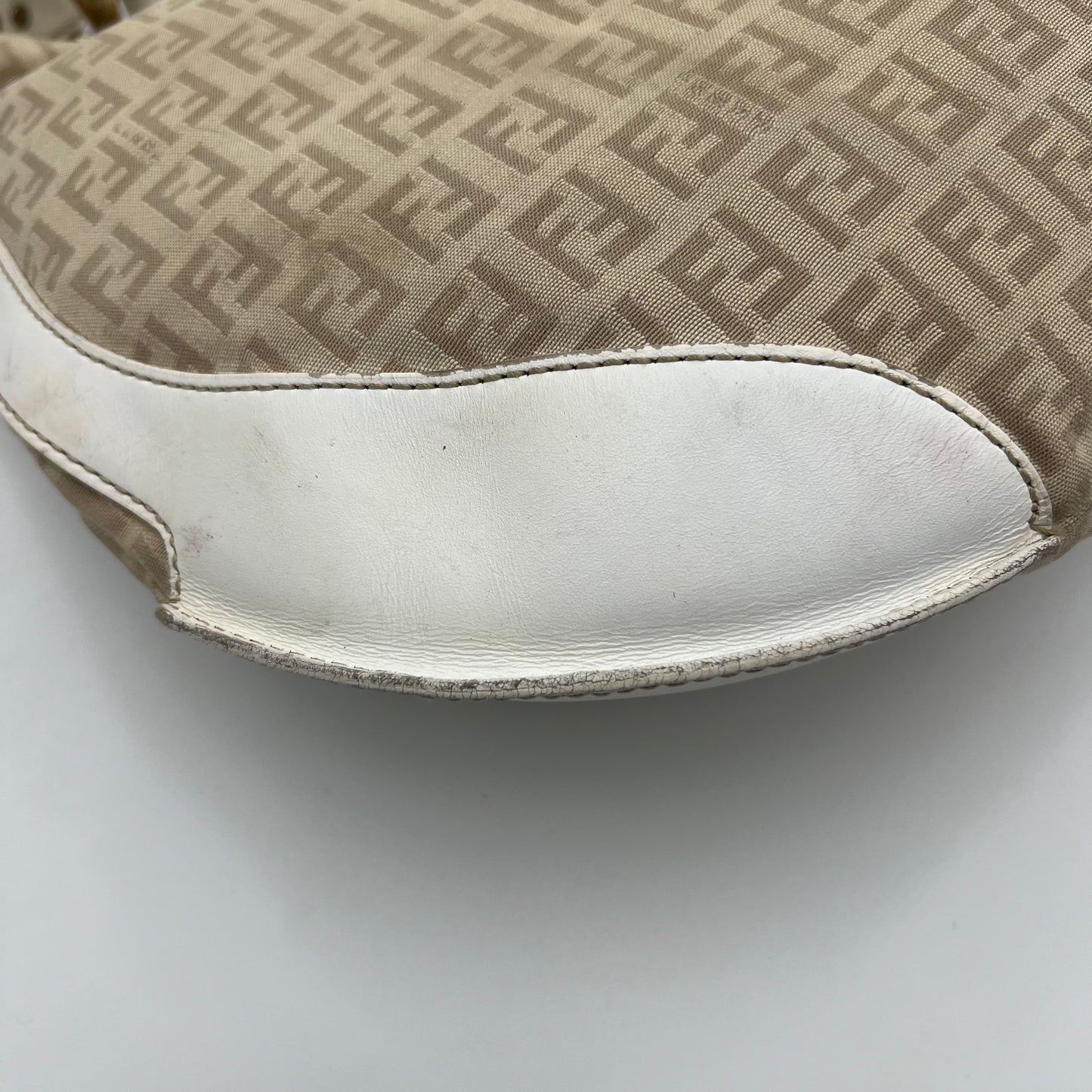 Fendi Beige Zucchino White Leather Chef Hobo Bag