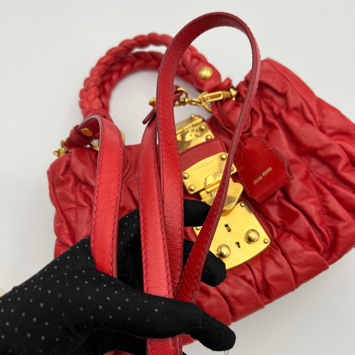 Miu Miu Red Vitello Lux Small Handbag
