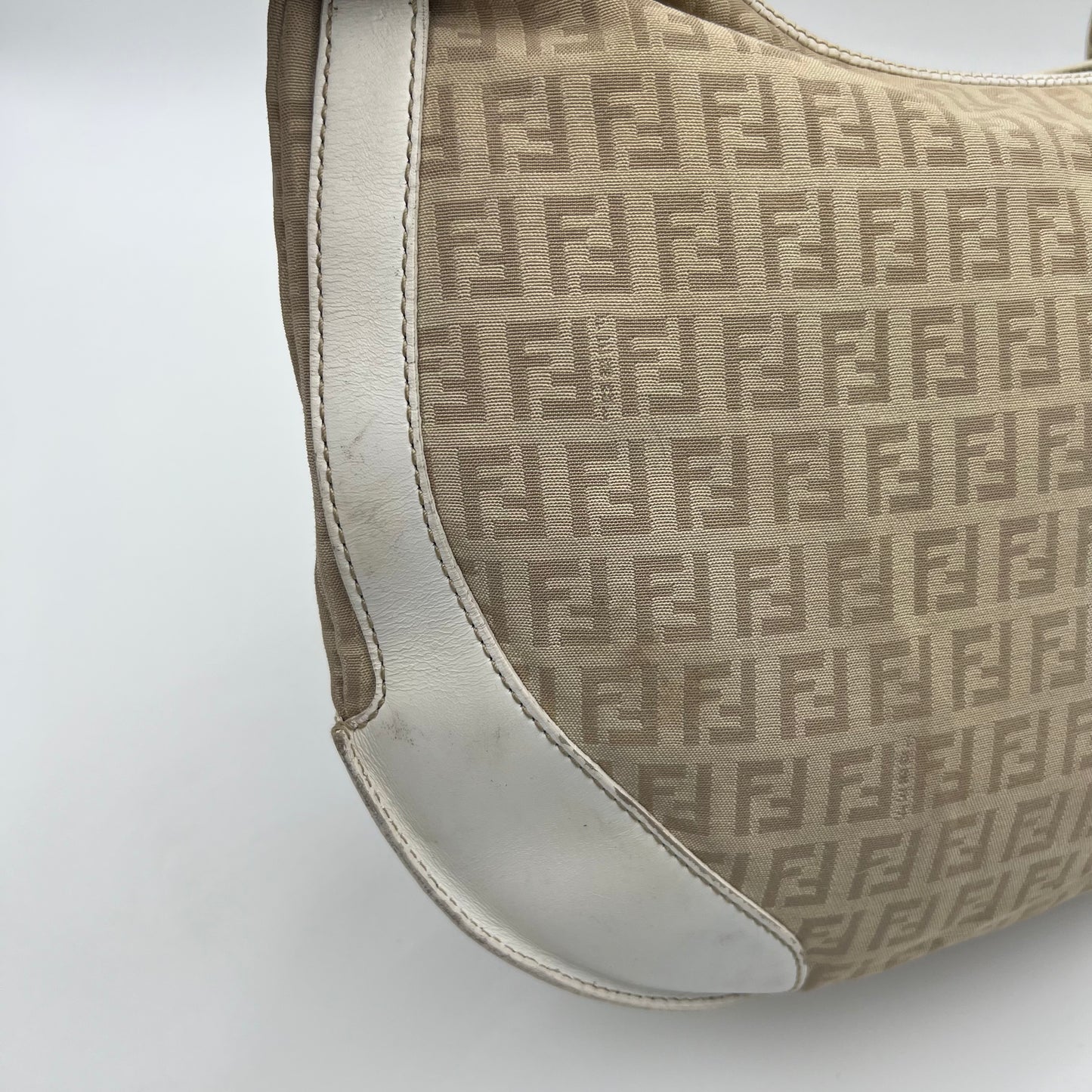 Fendi Beige Zucchino White Leather Chef Hobo Bag