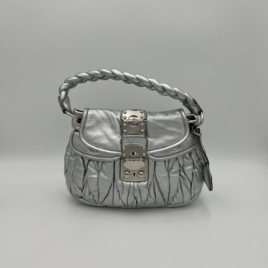 Miu Miu Silver Matelasse Coffer Handbag