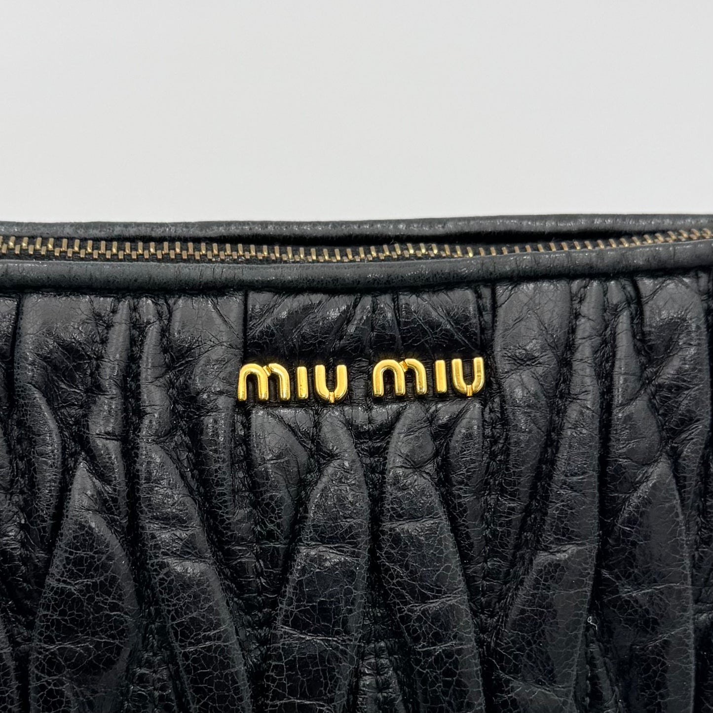 Miu Miu Black Matelasse Leather Lock Charm Pochette GHW