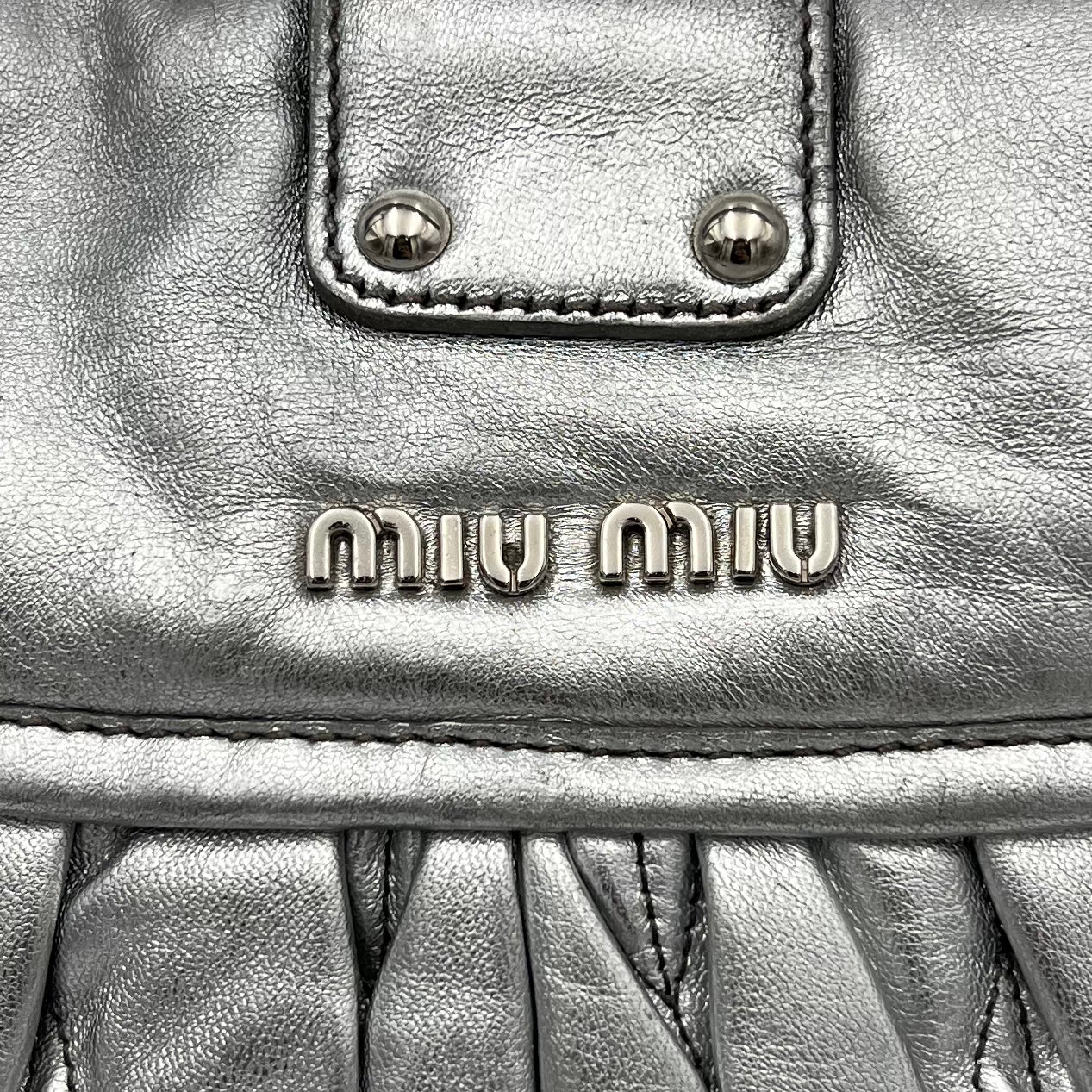 Miu Miu Silver Matelasse Coffer Handbag