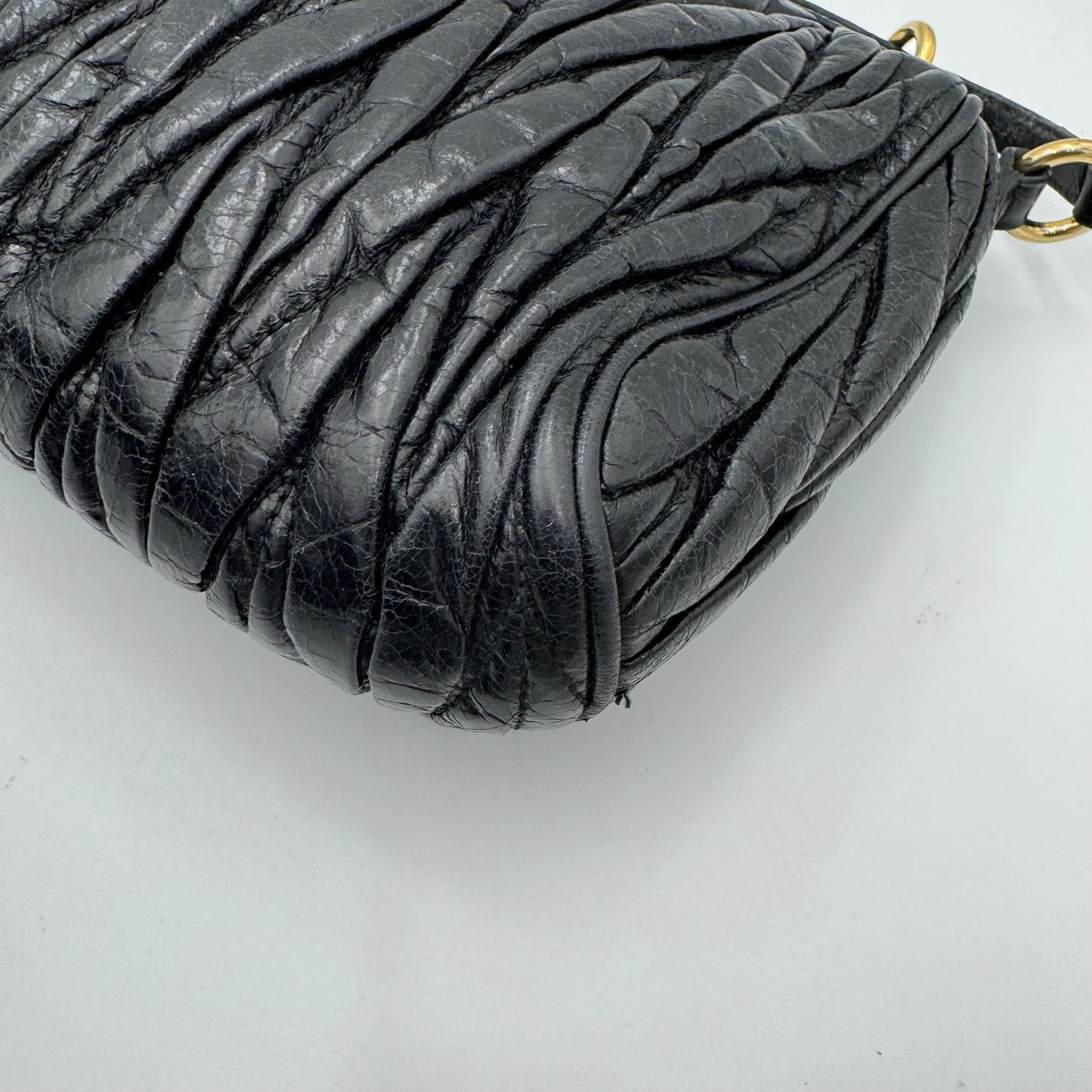 Miu Miu Black Matelasse Leather Lock Charm Pochette GHW