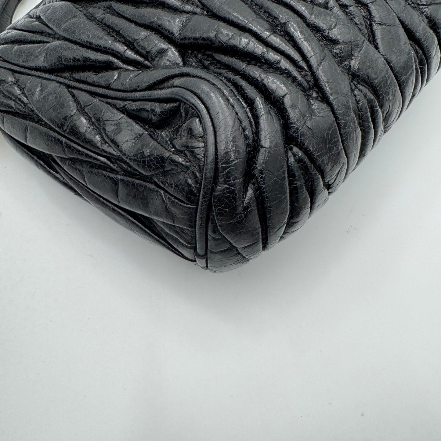 Miu Miu Black Matelasse Leather Lock Charm Pochette GHW