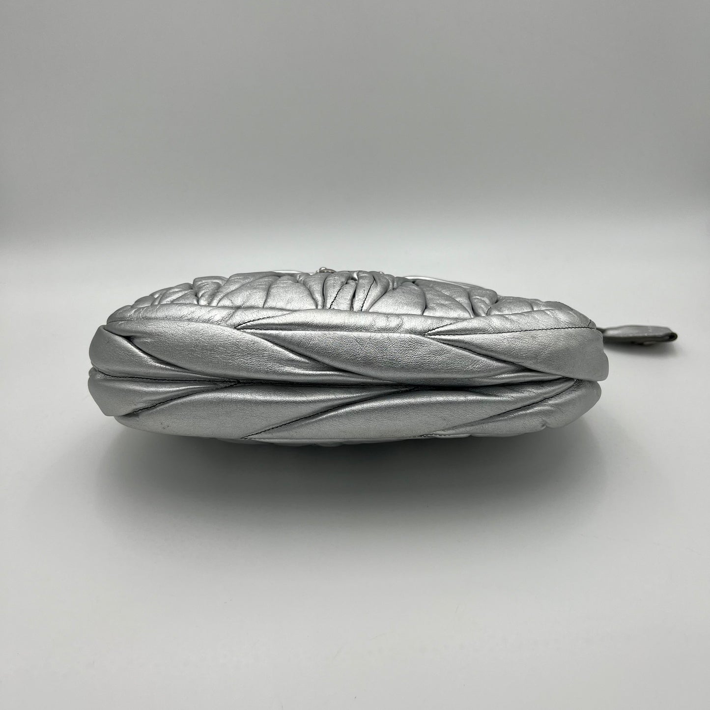 Miu Miu Silver Matelasse Coffer Handbag