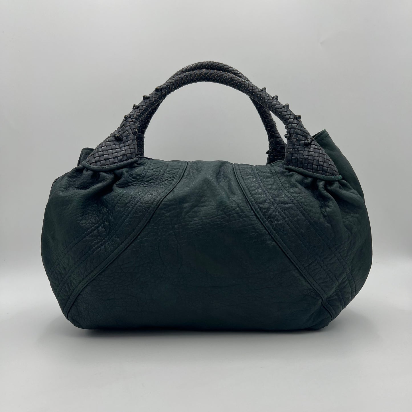 Fendi Dark Green Pebbled Leather Spy Bag