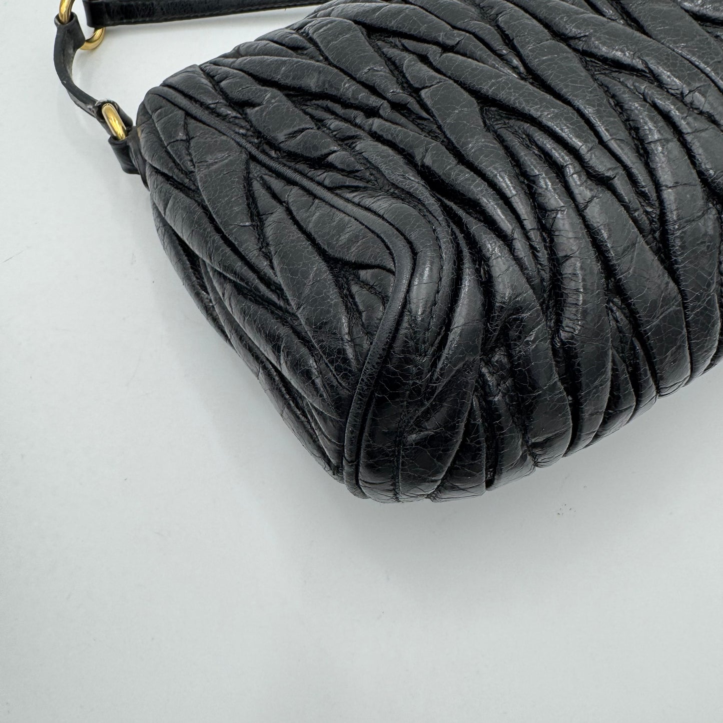 Miu Miu Black Matelasse Leather Lock Charm Pochette GHW