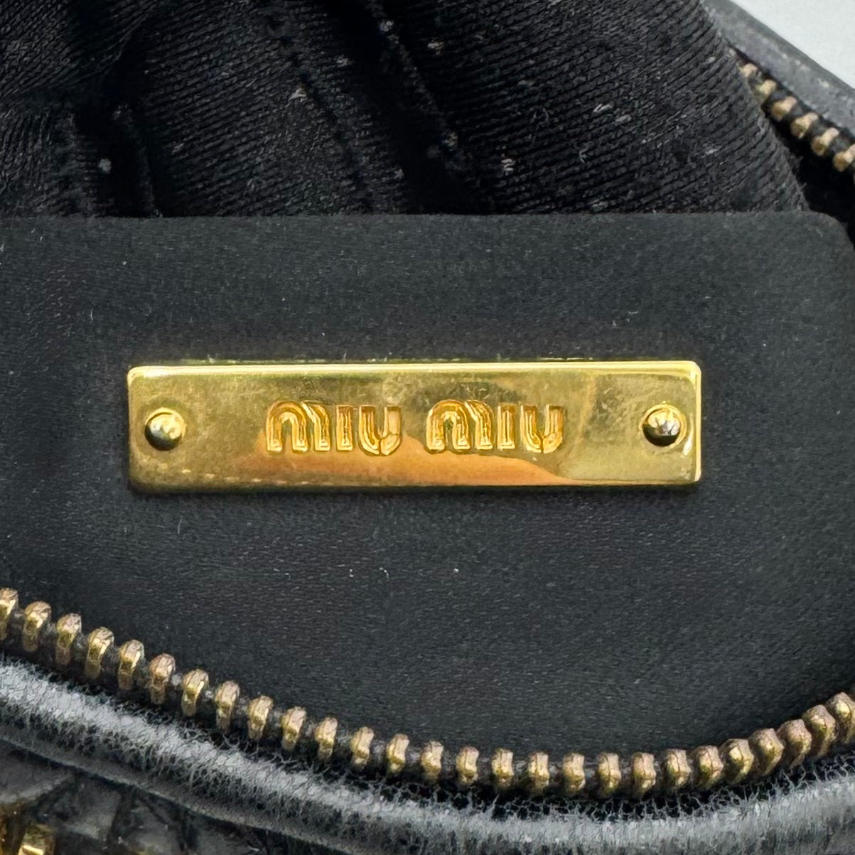 Miu Miu Black Matelasse Leather Lock Charm Pochette GHW