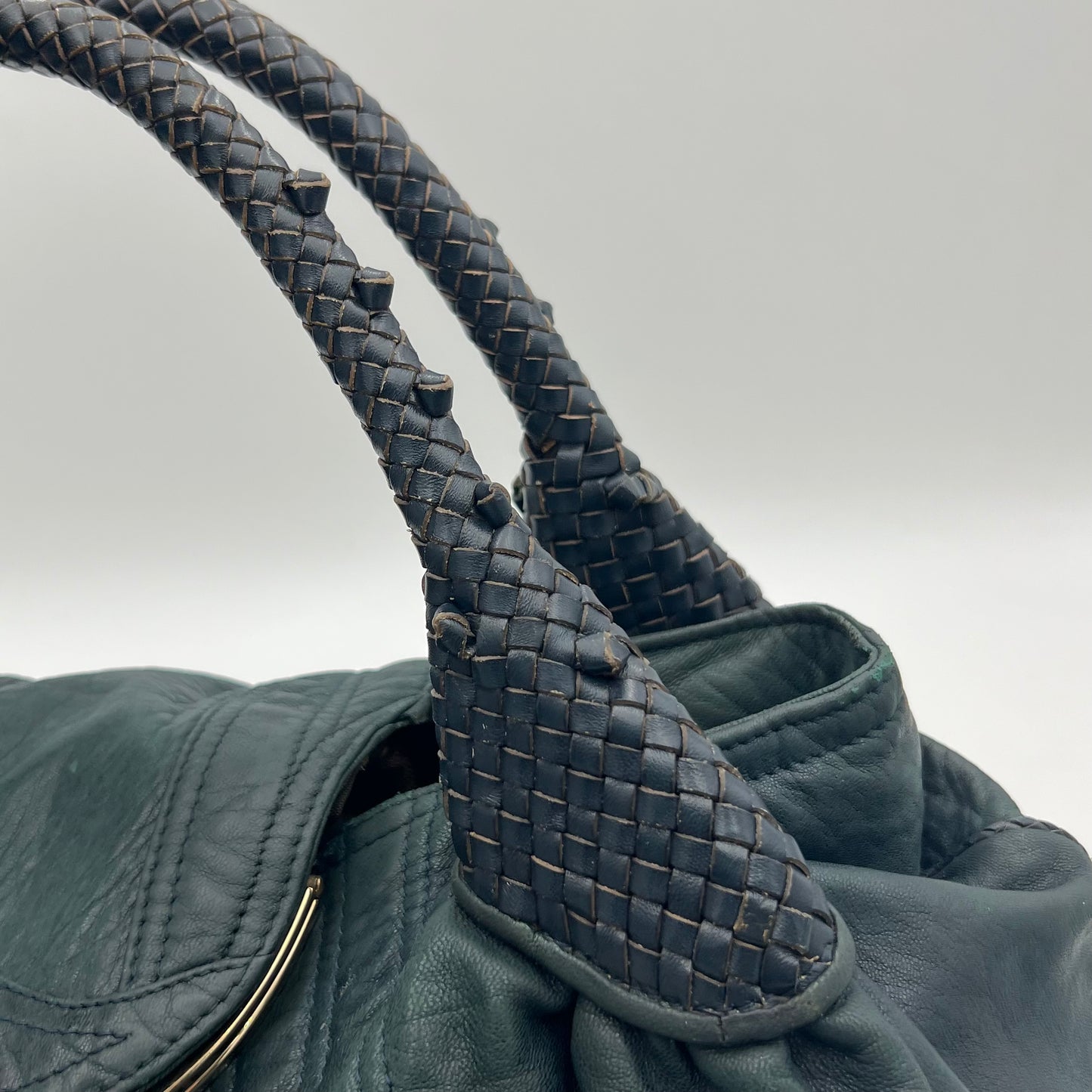Fendi Dark Green Pebbled Leather Spy Bag