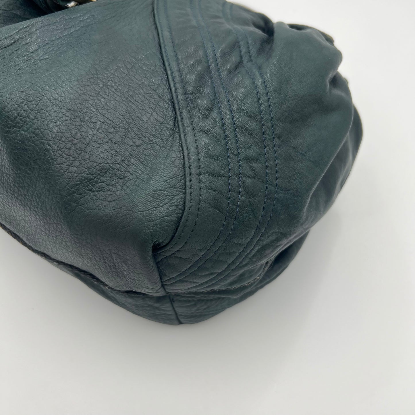 Fendi Dark Green Pebbled Leather Spy Bag