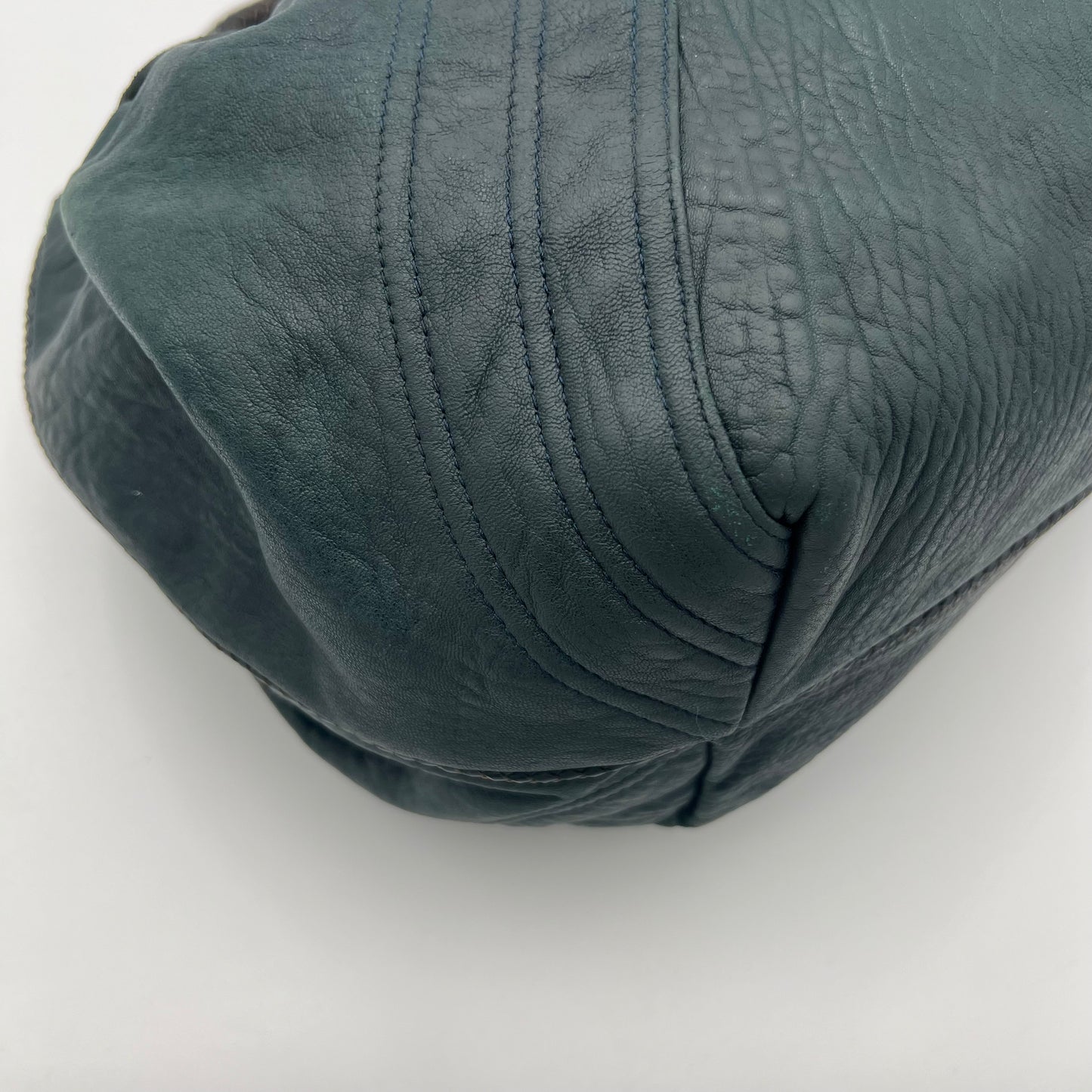 Fendi Dark Green Pebbled Leather Spy Bag