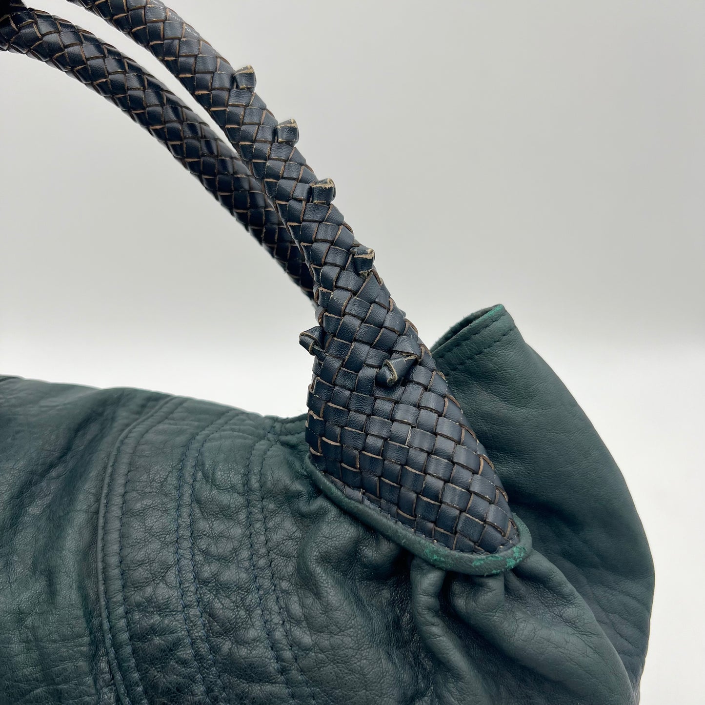 Fendi Dark Green Pebbled Leather Spy Bag