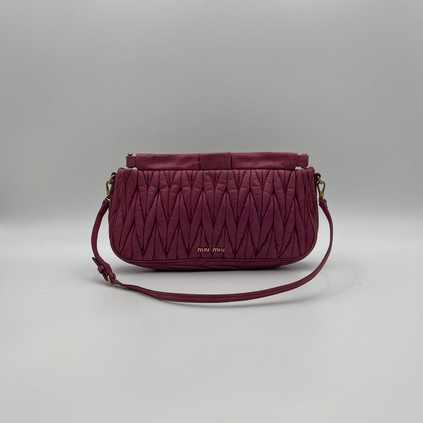 Miu Miu Pink Matelasse Leather Shoulder Bag