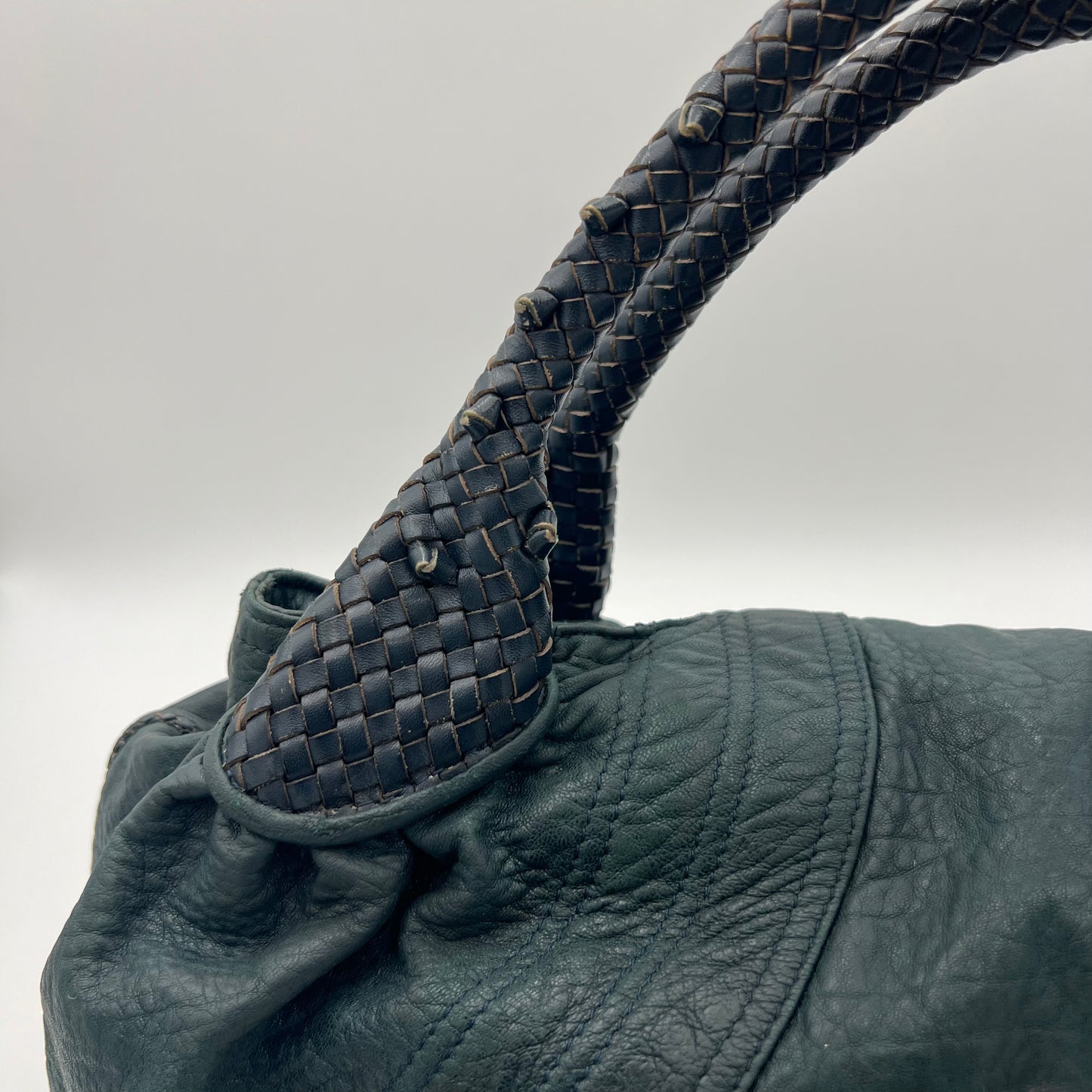 Fendi Dark Green Pebbled Leather Spy Bag