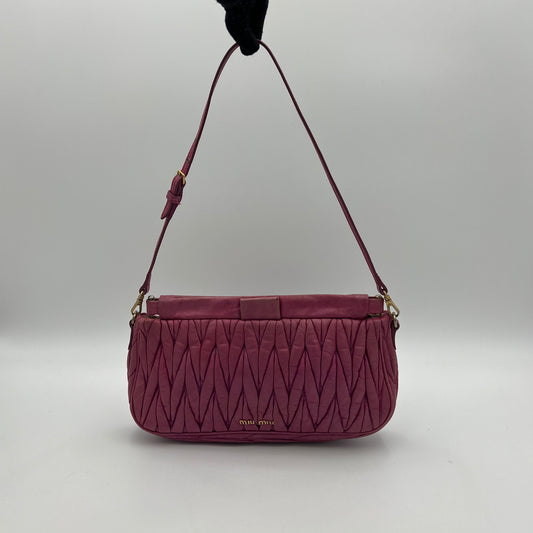 Miu Miu Pink Matelasse Leather Shoulder Bag