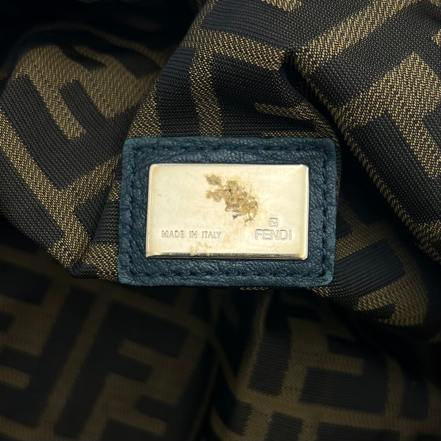 Fendi Dark Green Pebbled Leather Spy Bag