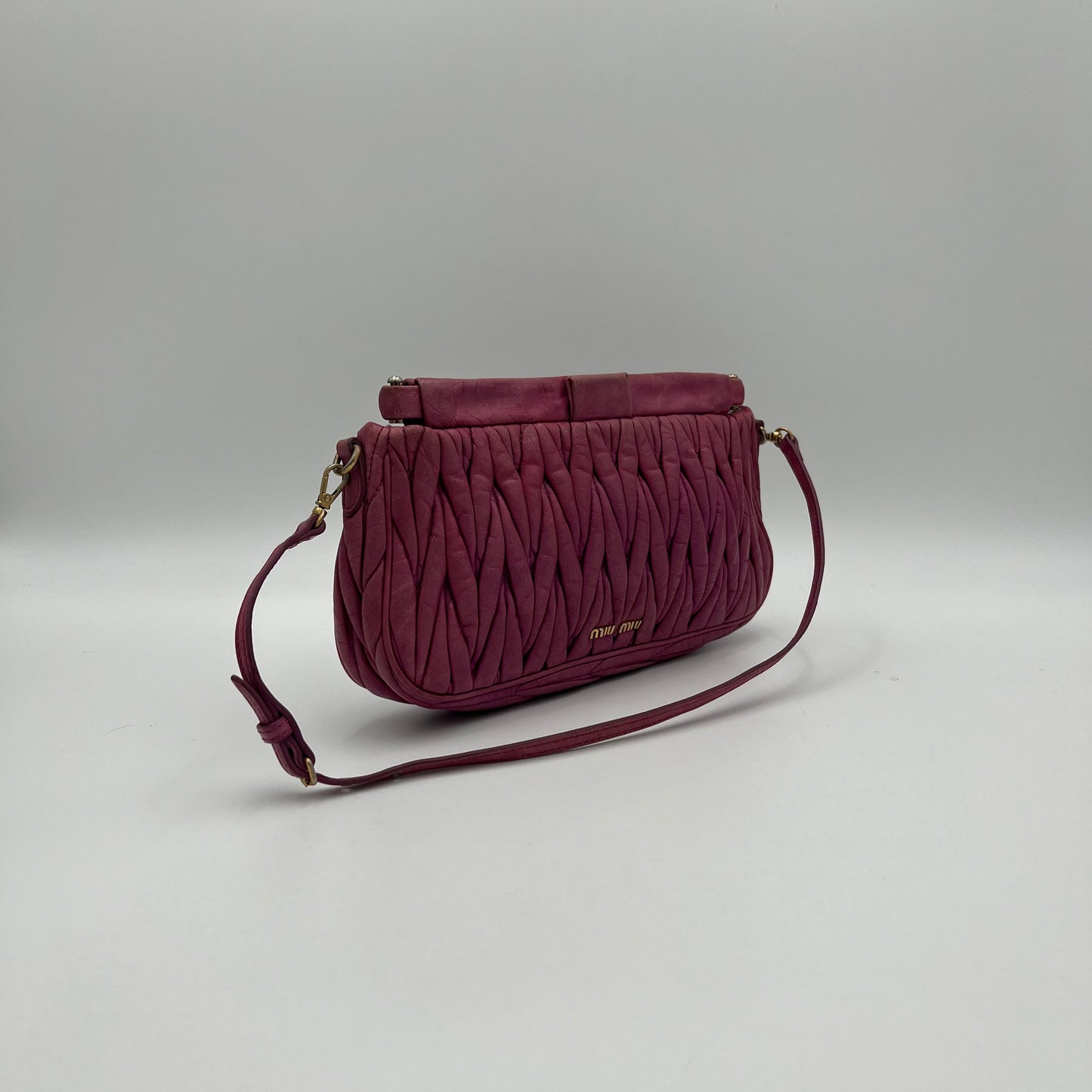 Miu Miu Pink Matelasse Leather Shoulder Bag