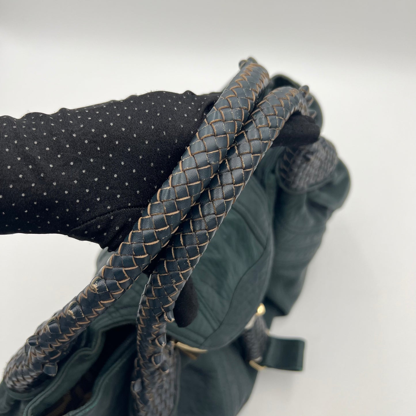 Fendi Dark Green Pebbled Leather Spy Bag