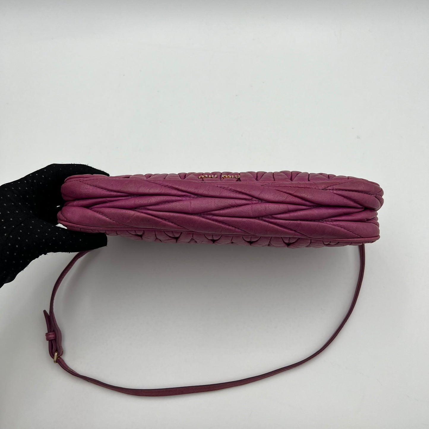 Miu Miu Pink Matelasse Leather Shoulder Bag