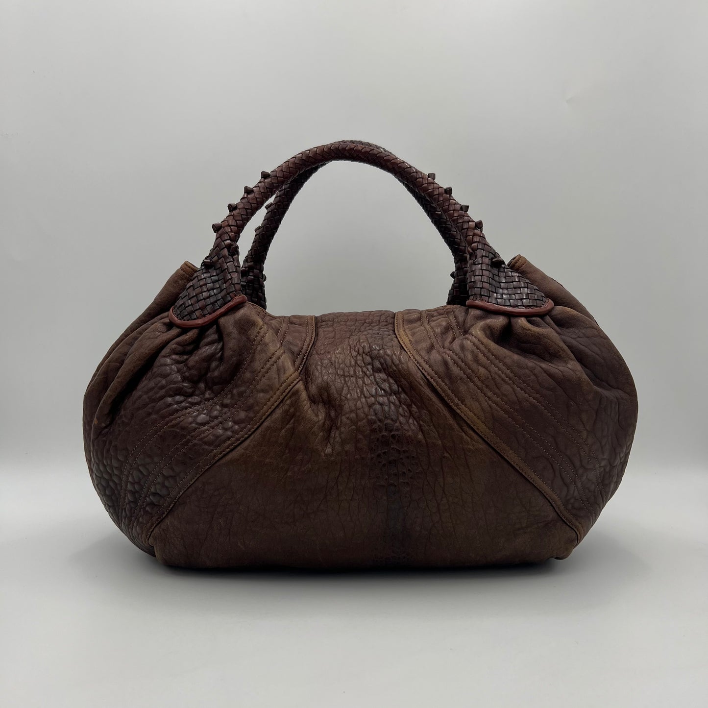Fendi Brown Pebbled Leather Spy Bag