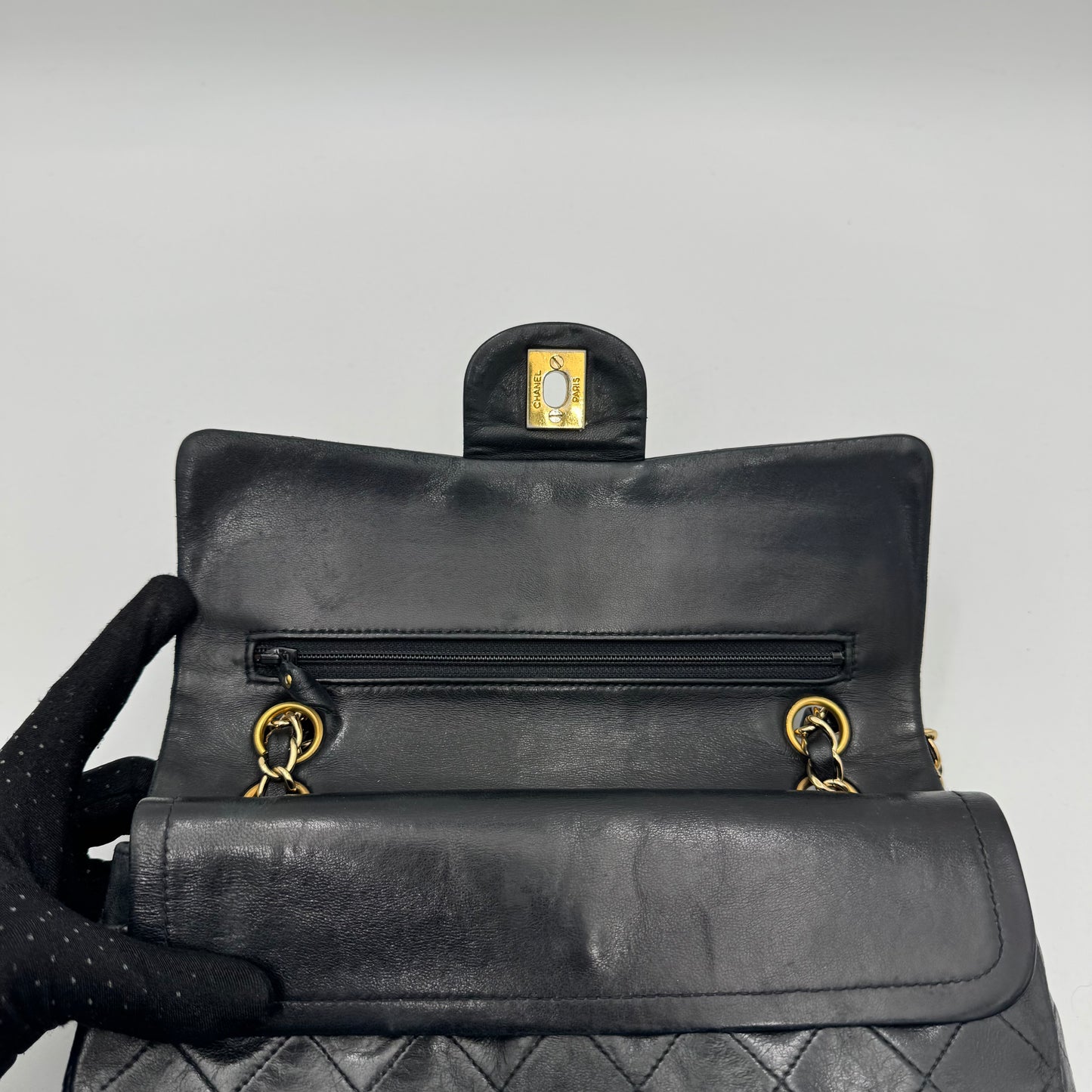 Chanel Black Lambskin Small Double Flap