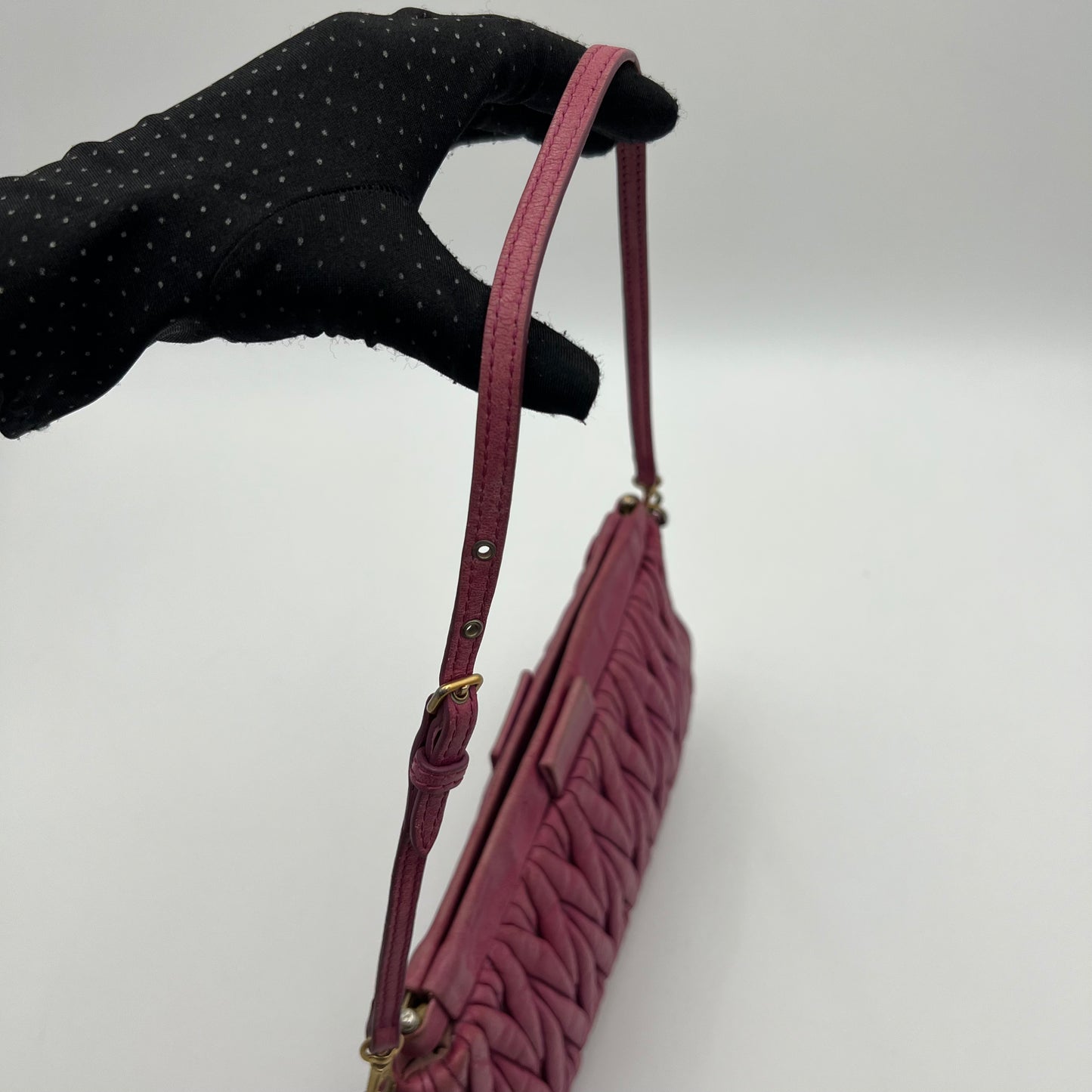 Miu Miu Pink Matelasse Leather Shoulder Bag