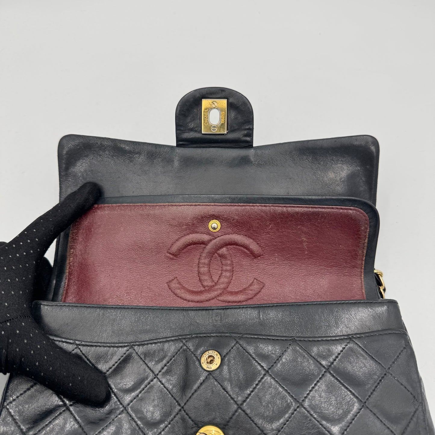 Chanel Black Lambskin Small Double Flap