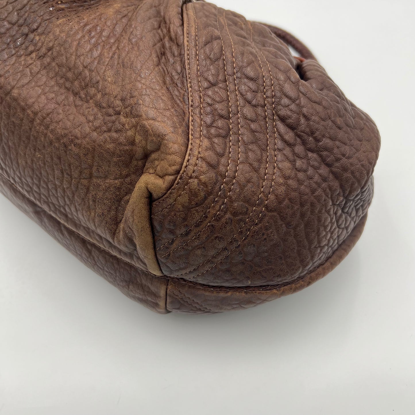 Fendi Brown Pebbled Leather Spy Bag
