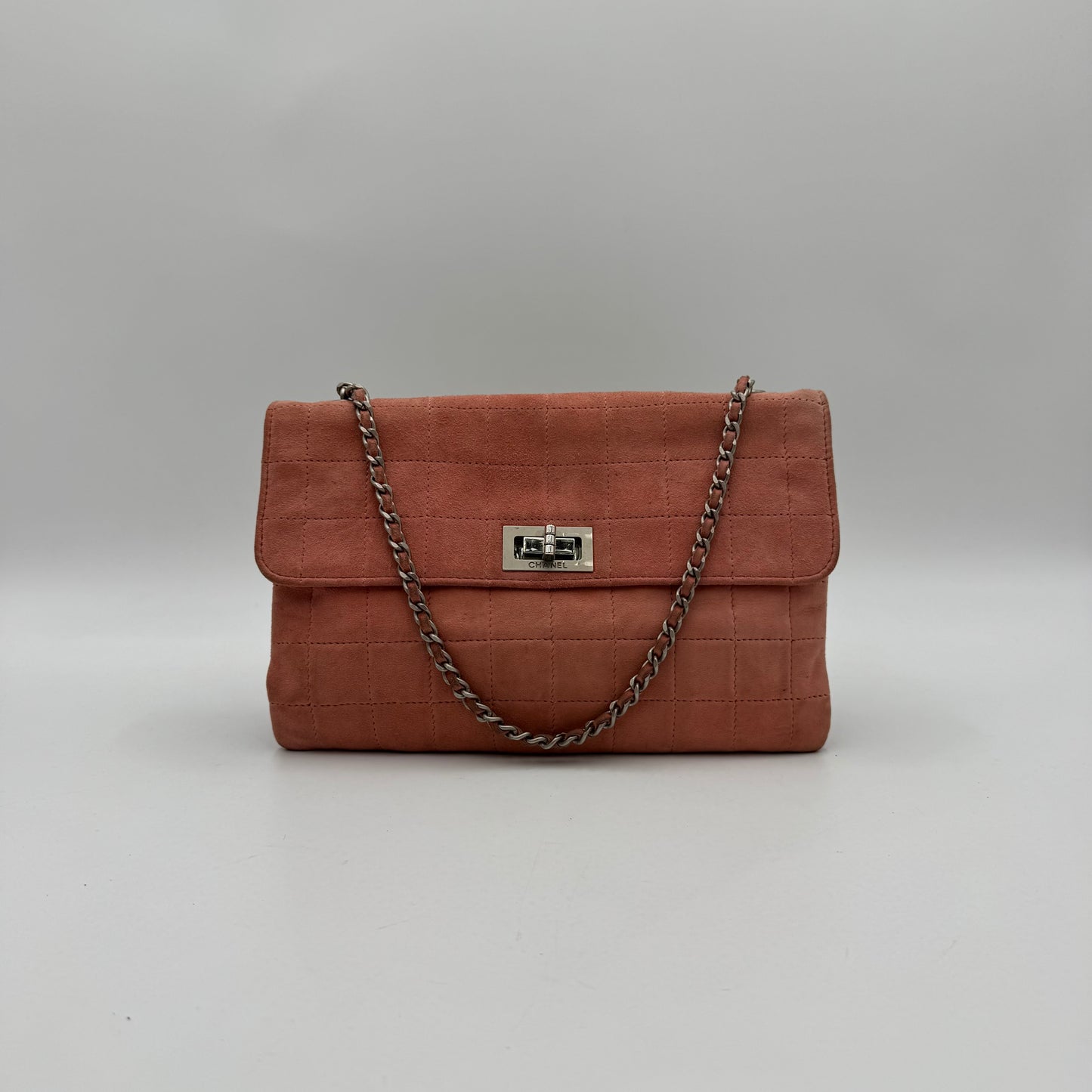 Chanel Pink Suede Choco Bar 2.55 Shoulder Bag Series 6